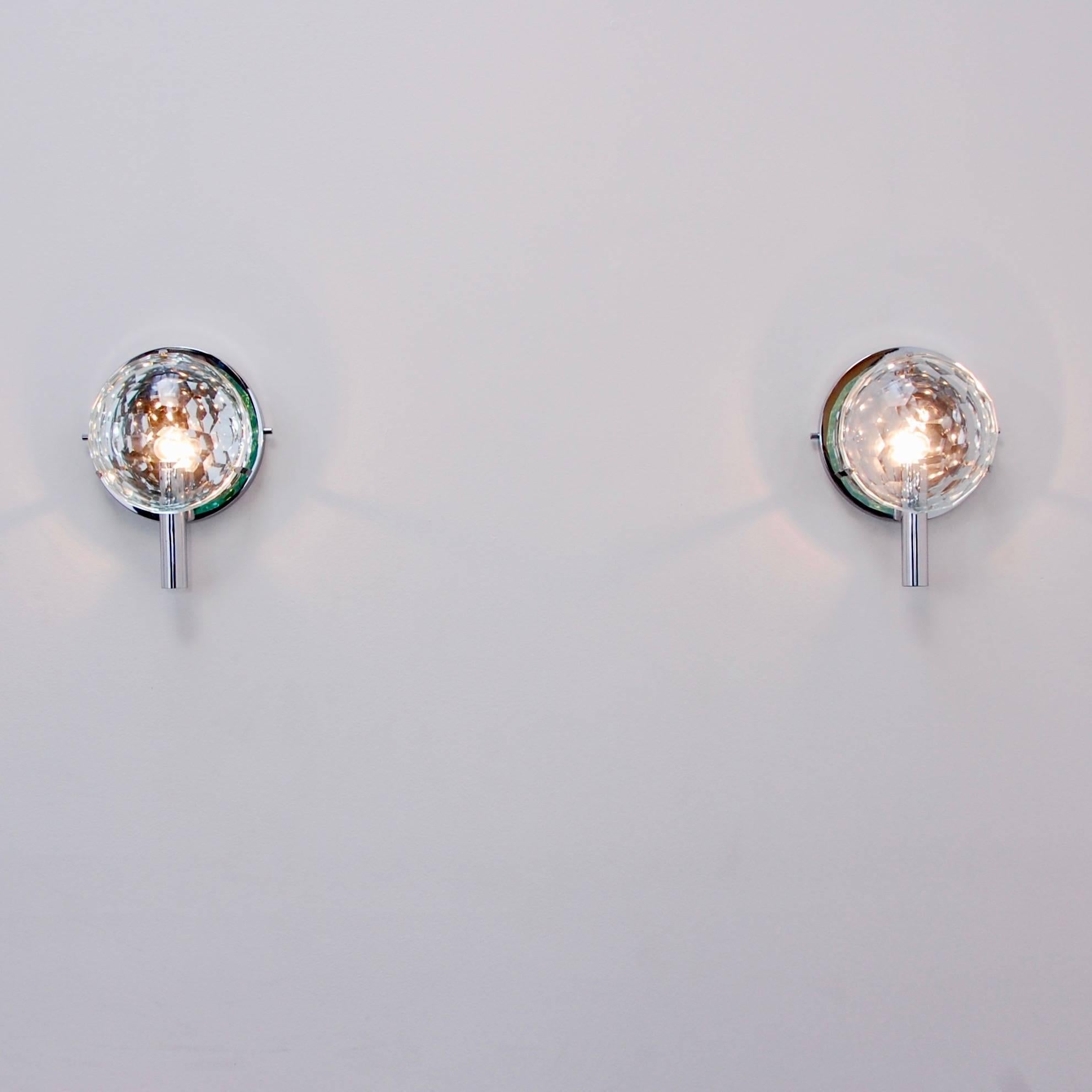 Italian Crystal Facetted Glass Sconces For Sale 1