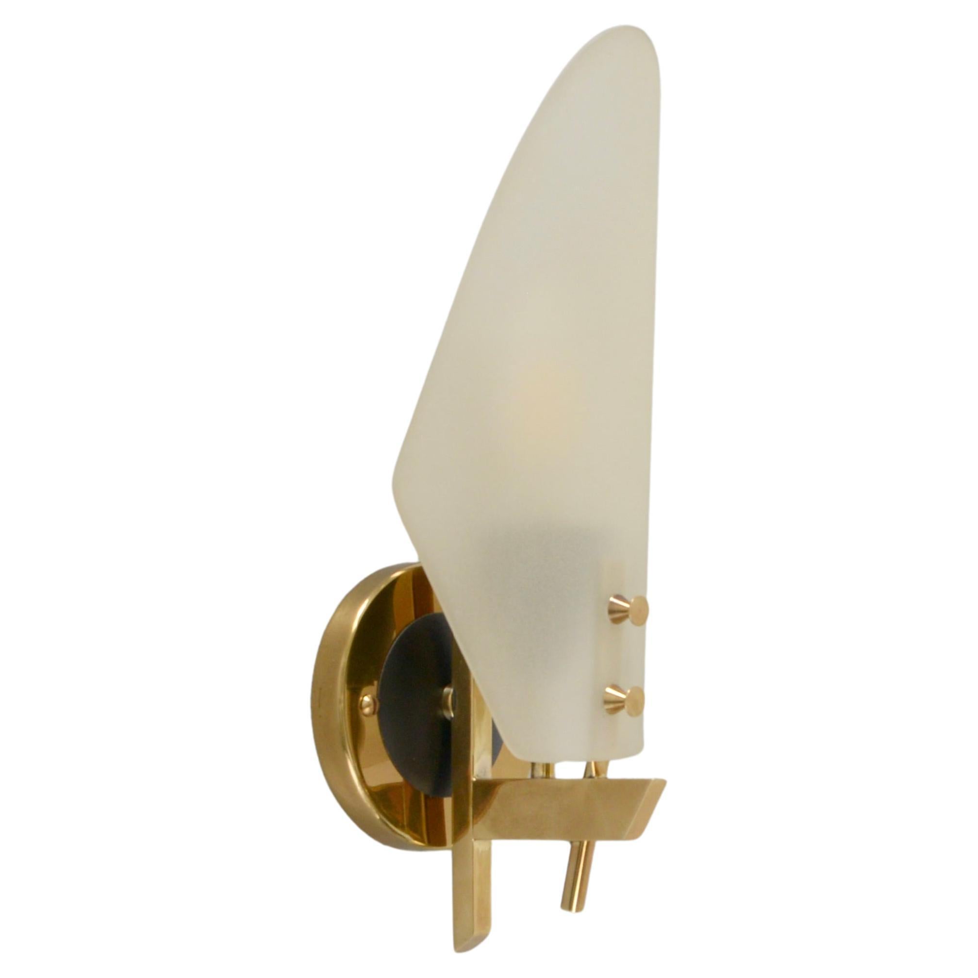 Italian Mid Century Glass Shield Sconce For Sale