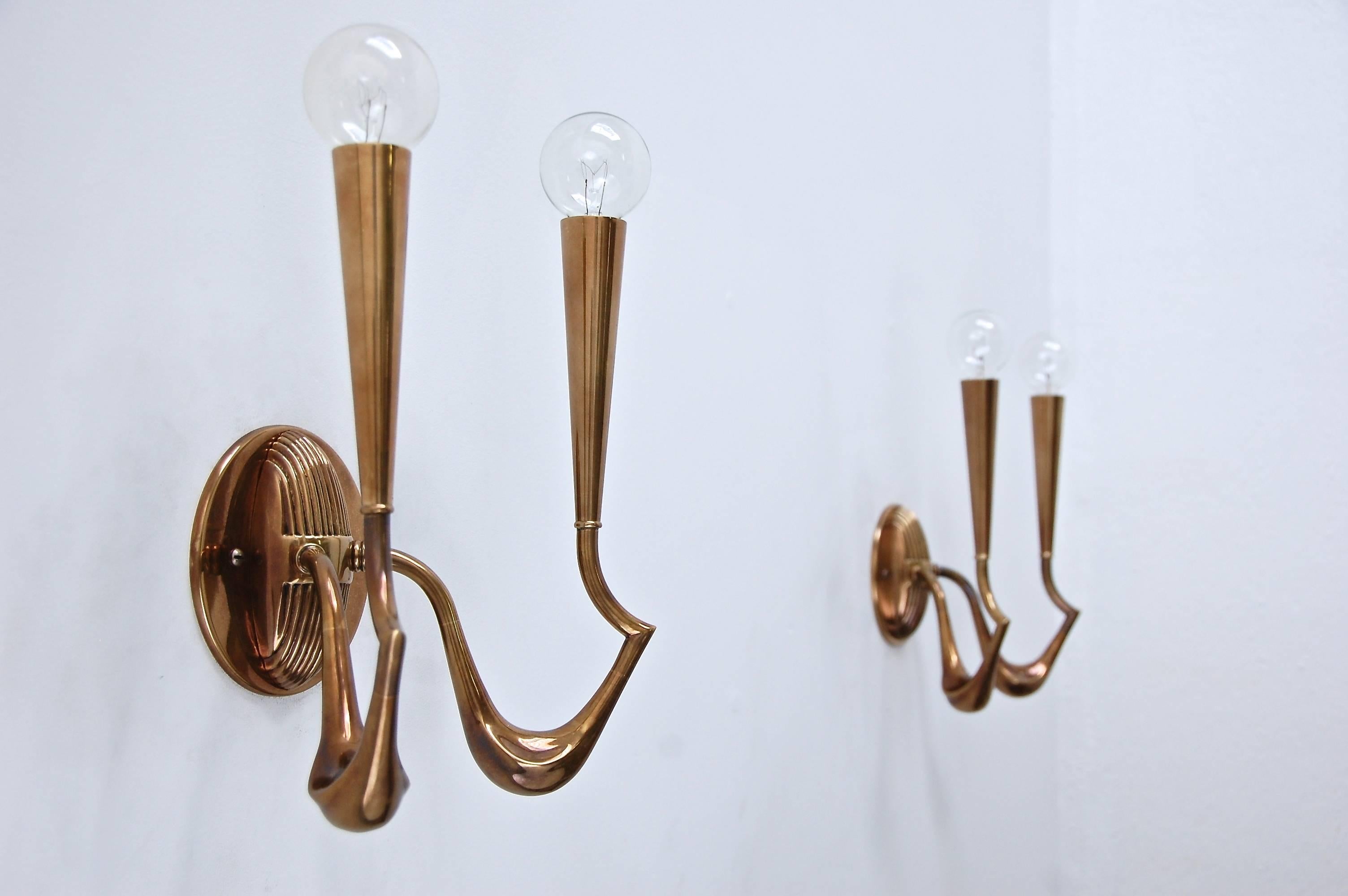 Late 1940s Italian Sconces In Excellent Condition In Los Angeles, CA