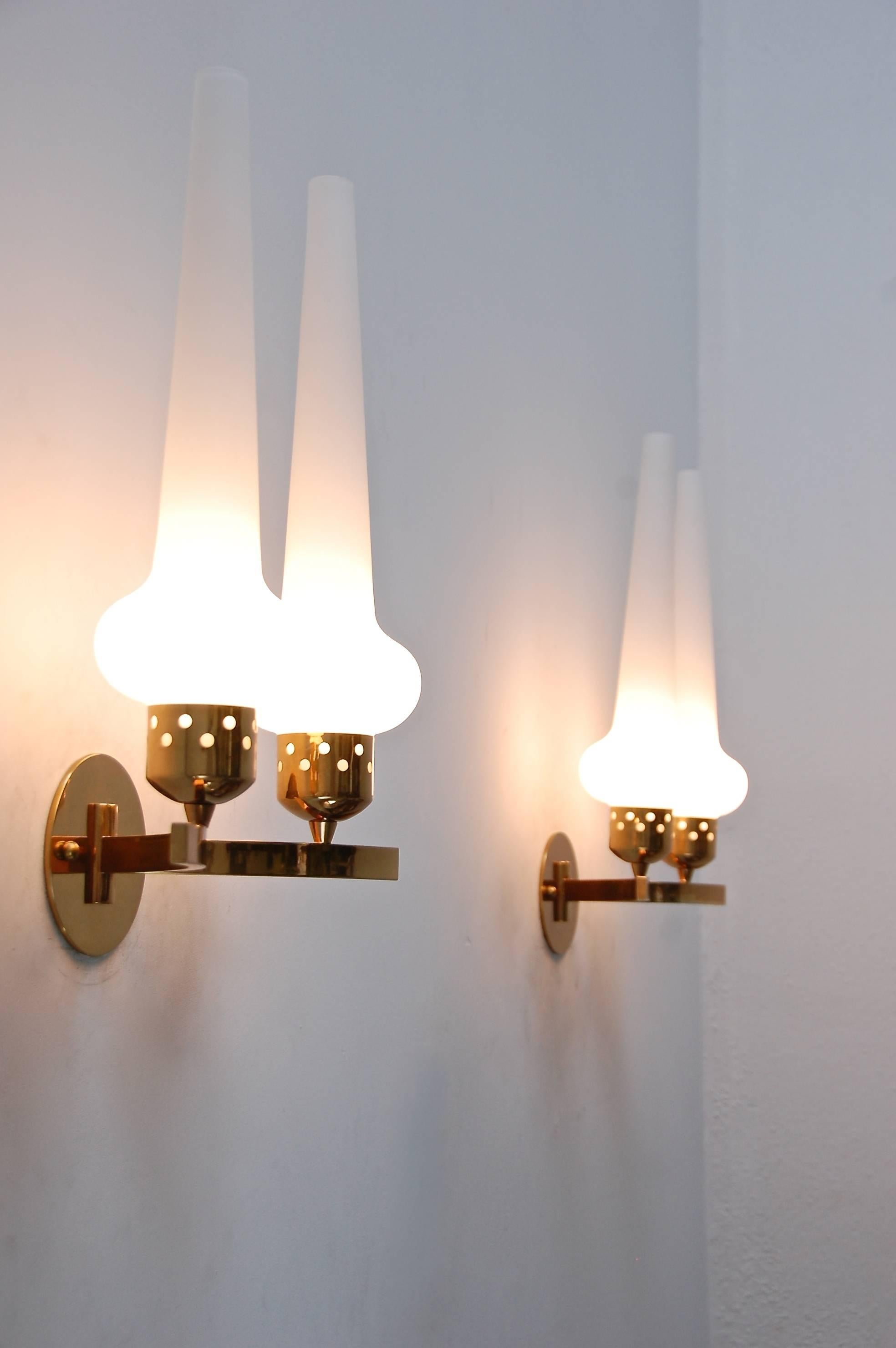 Double Shade Italian Sconces In Good Condition For Sale In Los Angeles, CA