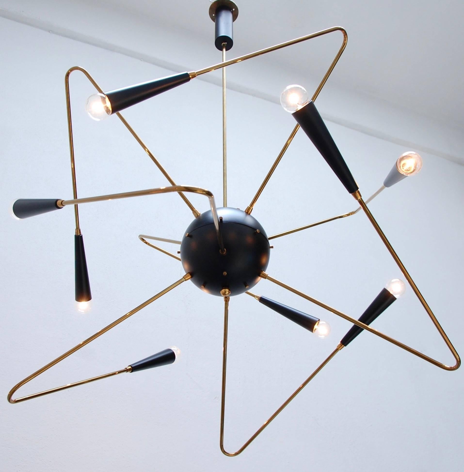 Atomic Sputnik Chandelier by Lumfardo Luminaires In Excellent Condition For Sale In Los Angeles, CA