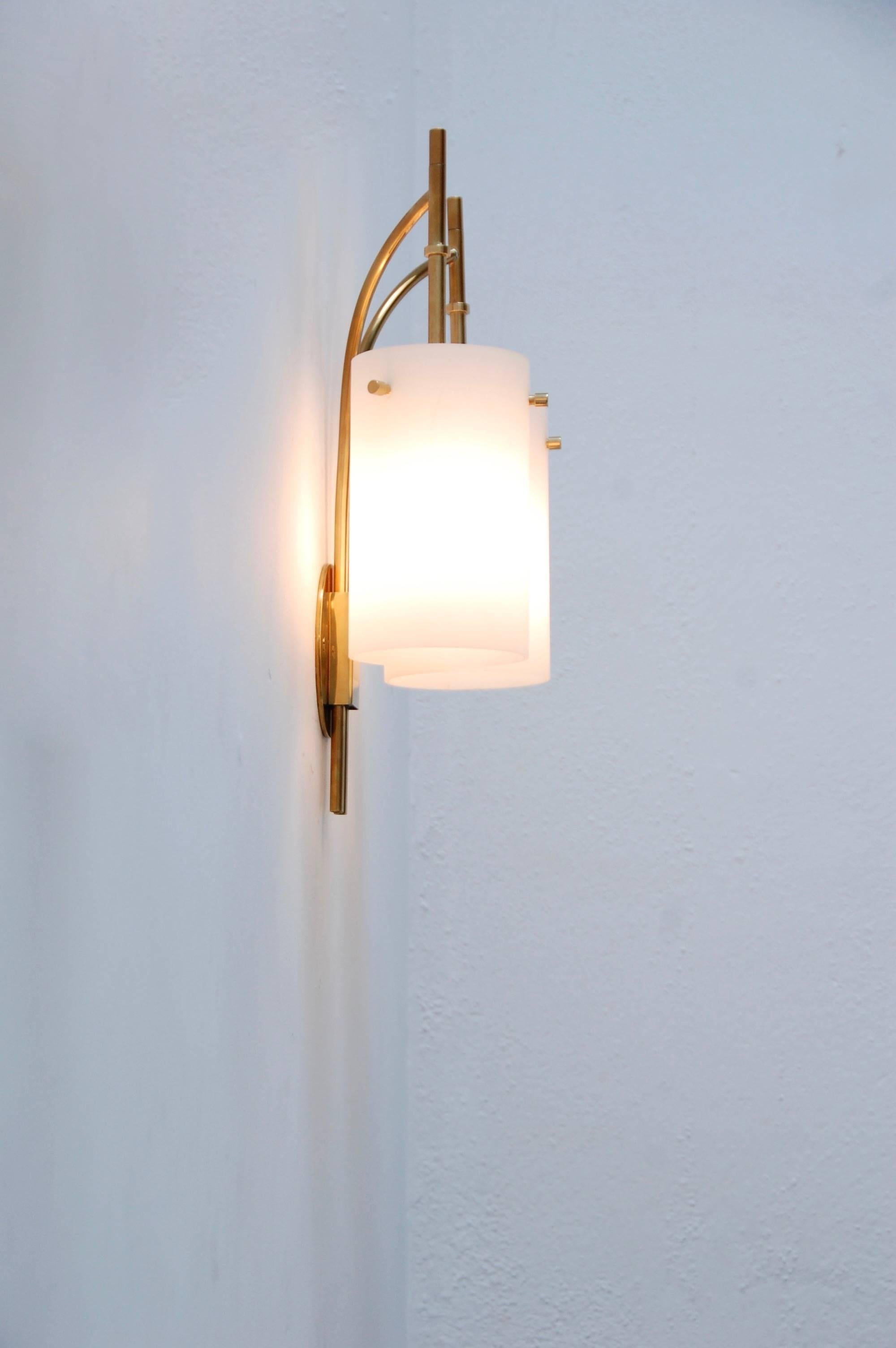 Blown Glass 1950s Italian Double Shade Cylinder Sconce
