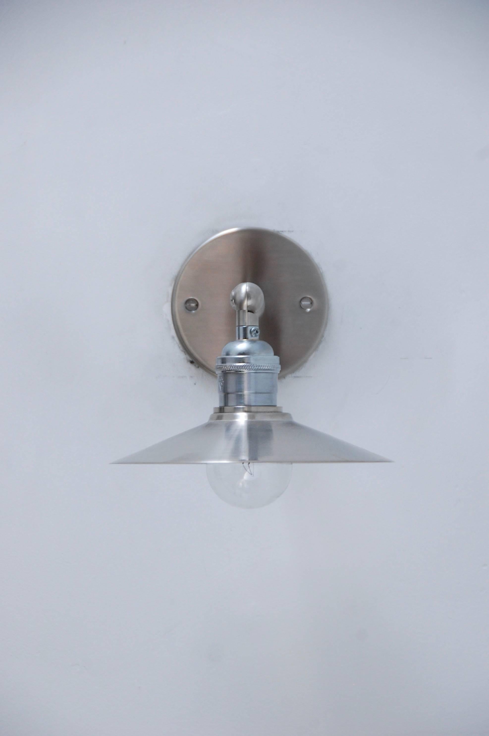 Industrial Nickel Hat Sconces For Sale