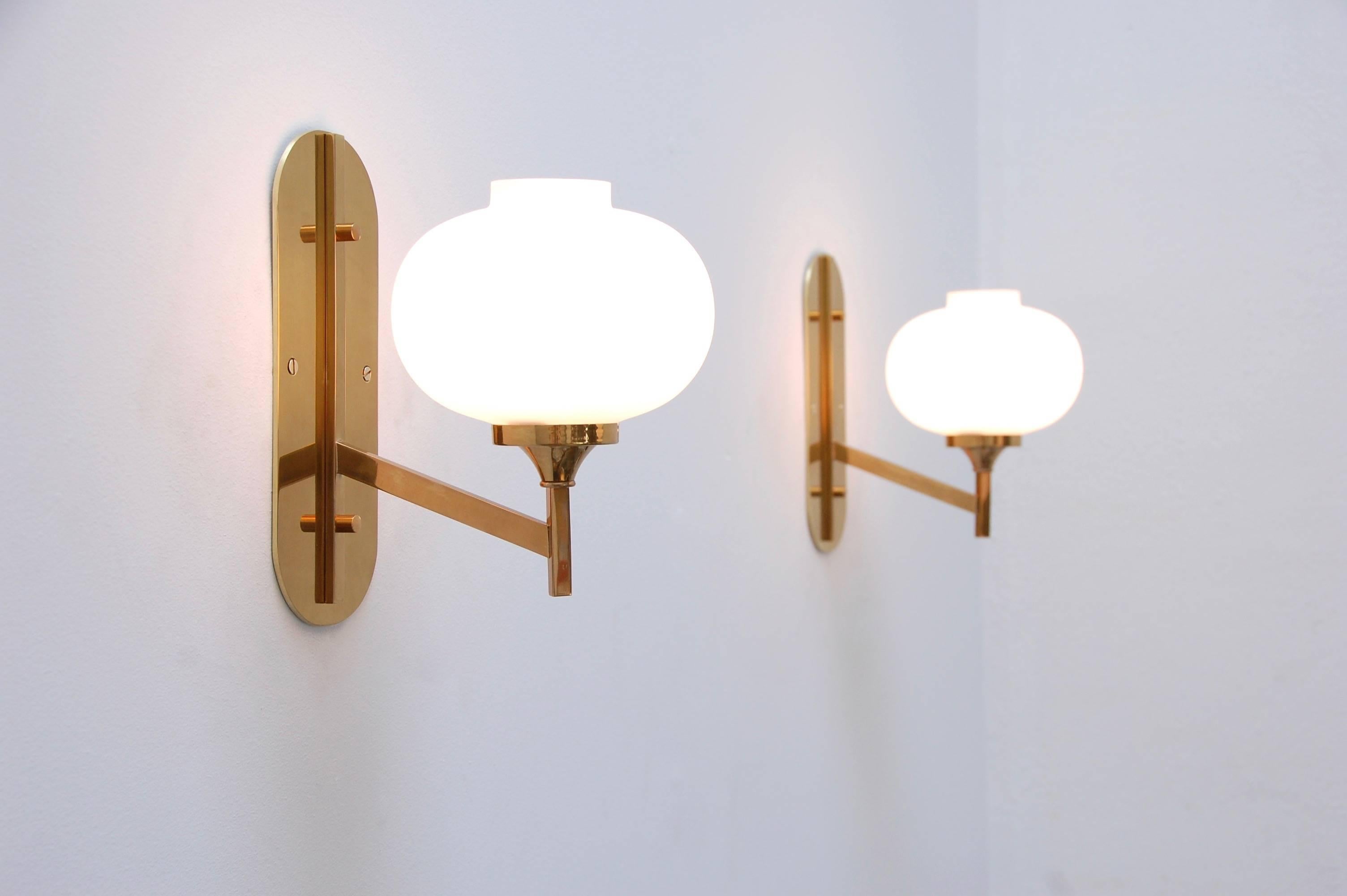 Mid-Century Modern Opal Glass Sconces from Italy
