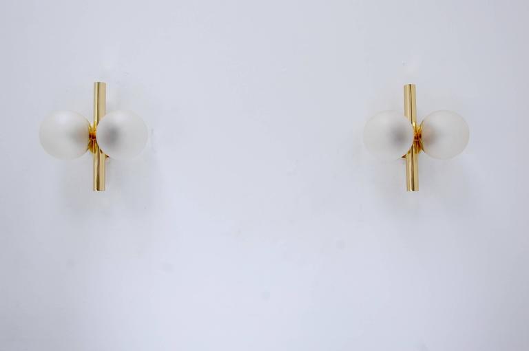 Lacquered 1960s Kaiser German Globe Sconces For Sale