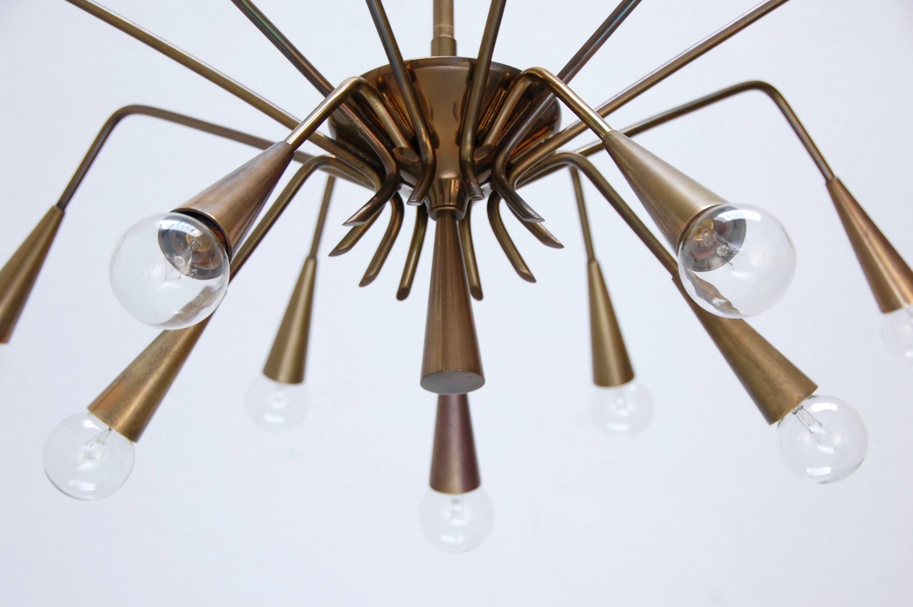 Brass Sputnik Chandelier by Lumi For Sale