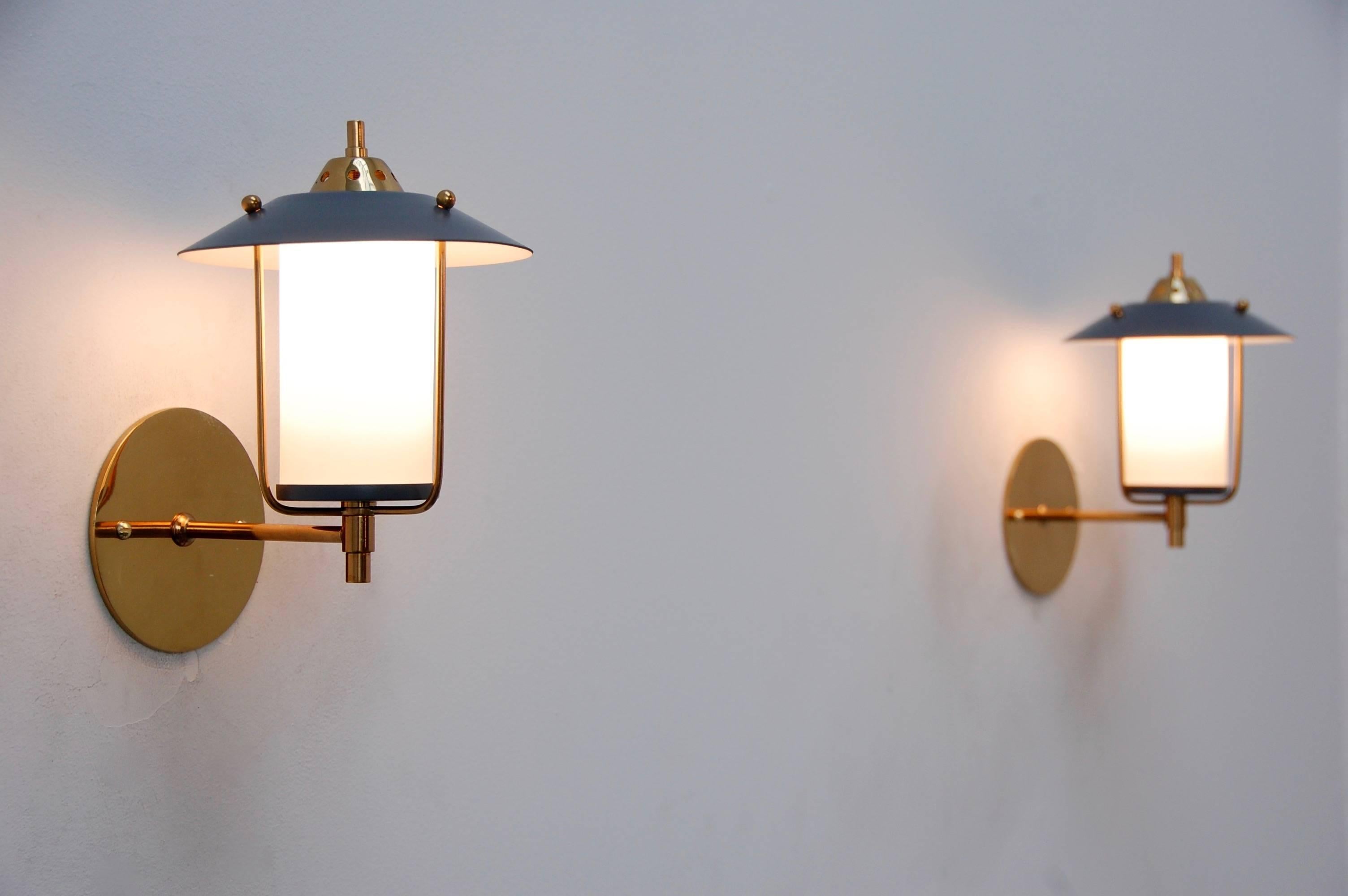 Patinated Petite Italian Mid-Century Indoor Outdoor Sconces
