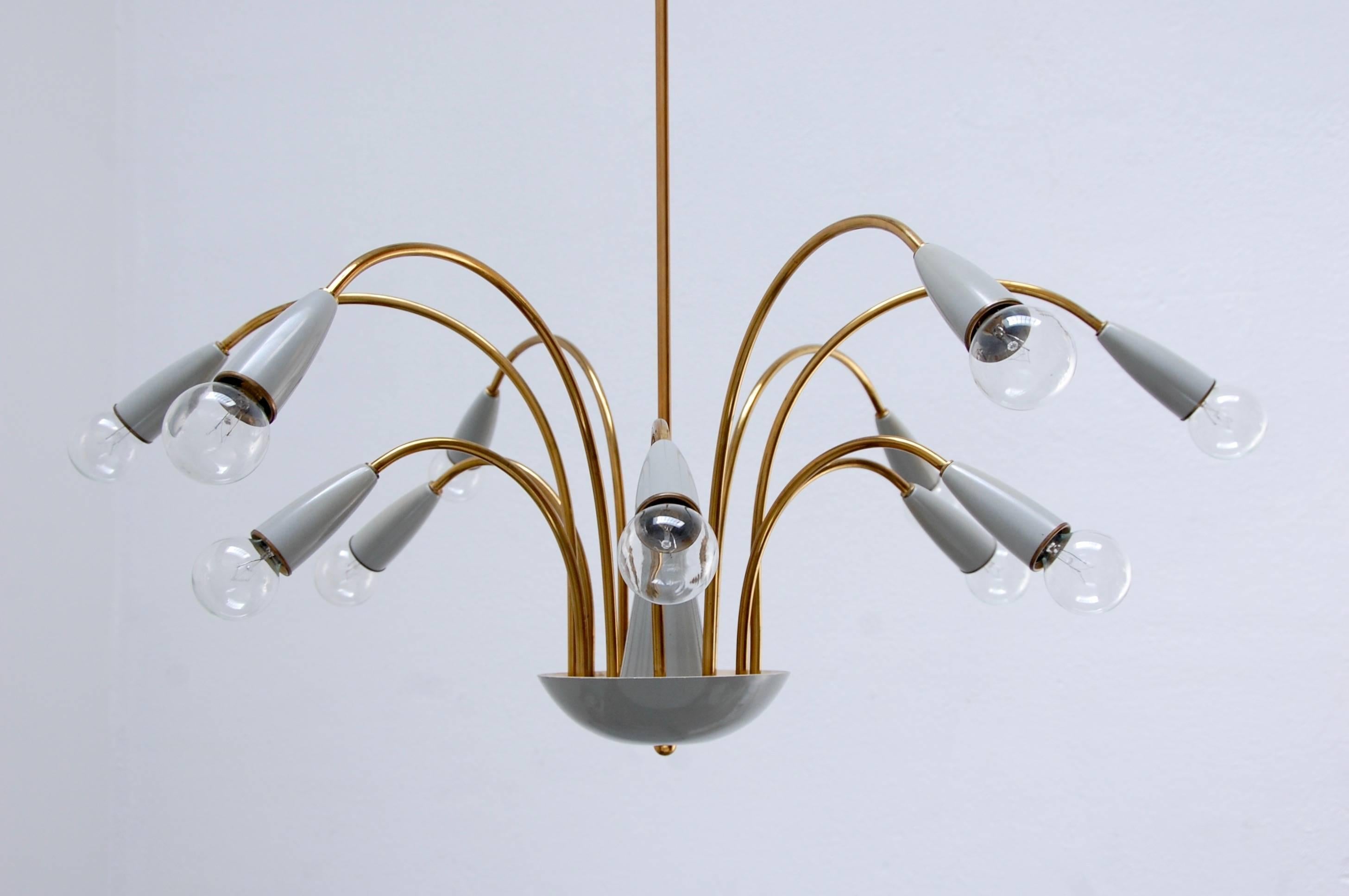 Mid-Century Modern Botanical 1960s Chandelier from Italy