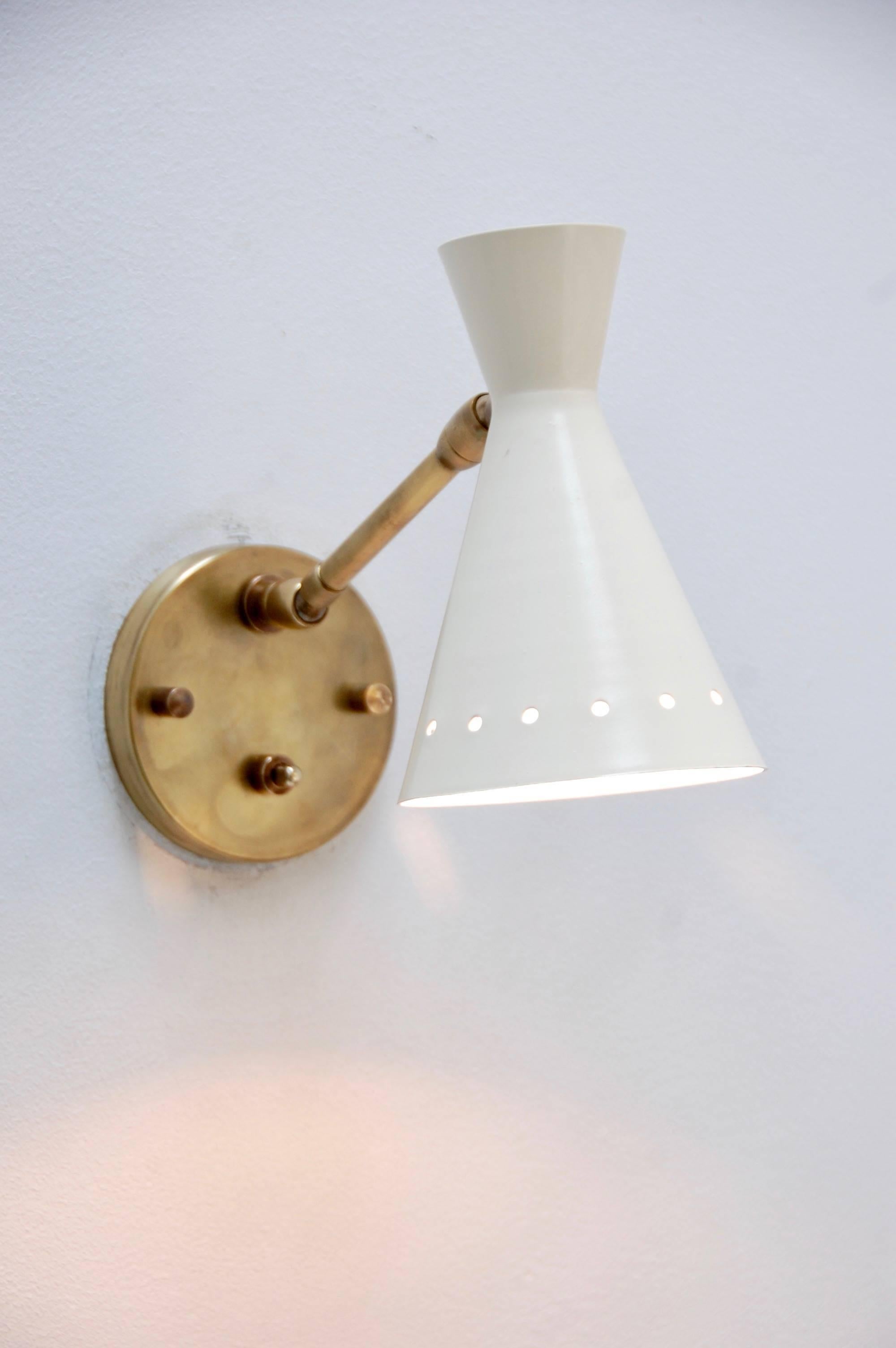 Painted Perforated Articulating Sconce For Sale