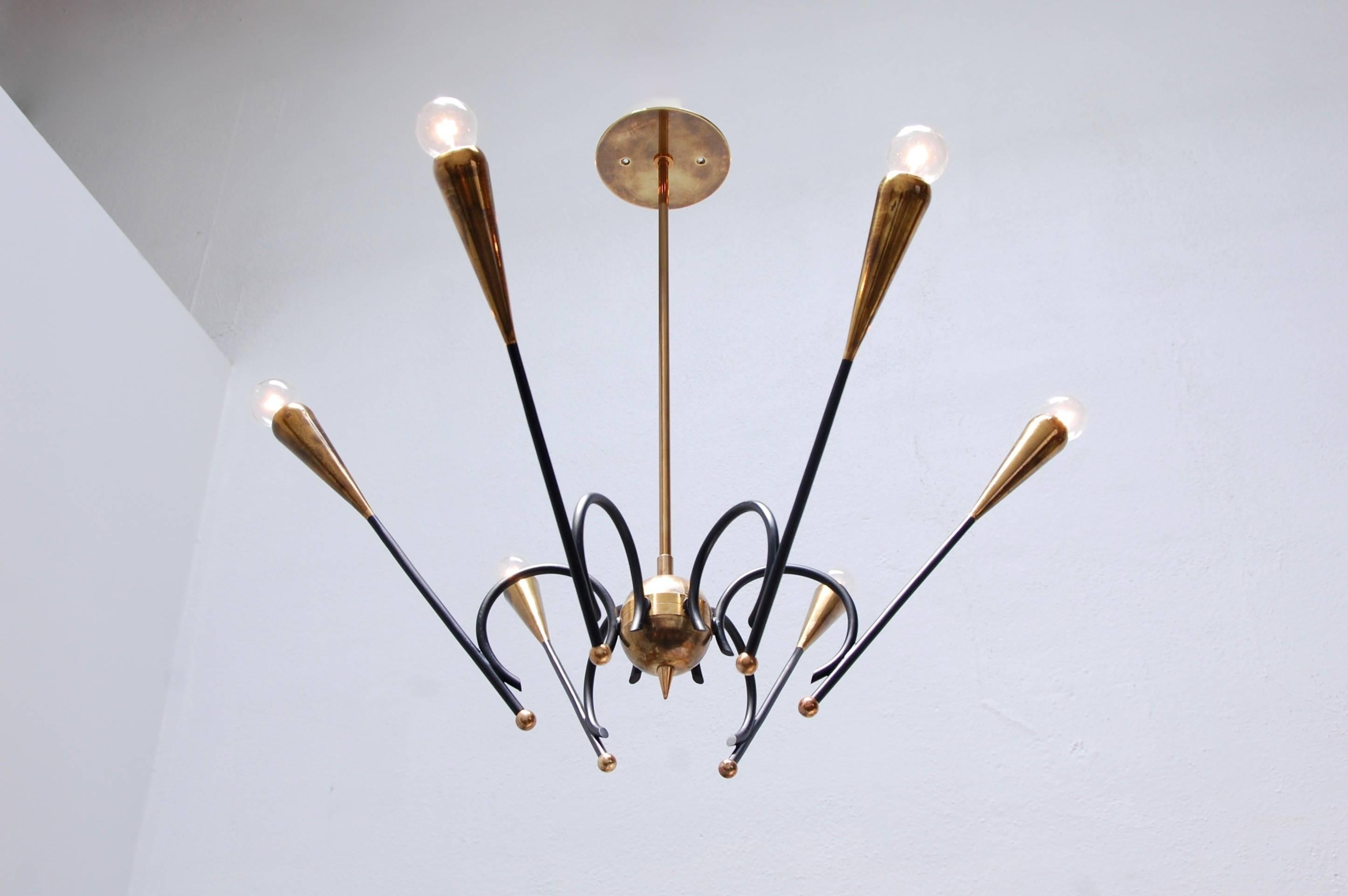 Petite Six-Light Italian Chandelier In Excellent Condition In Los Angeles, CA