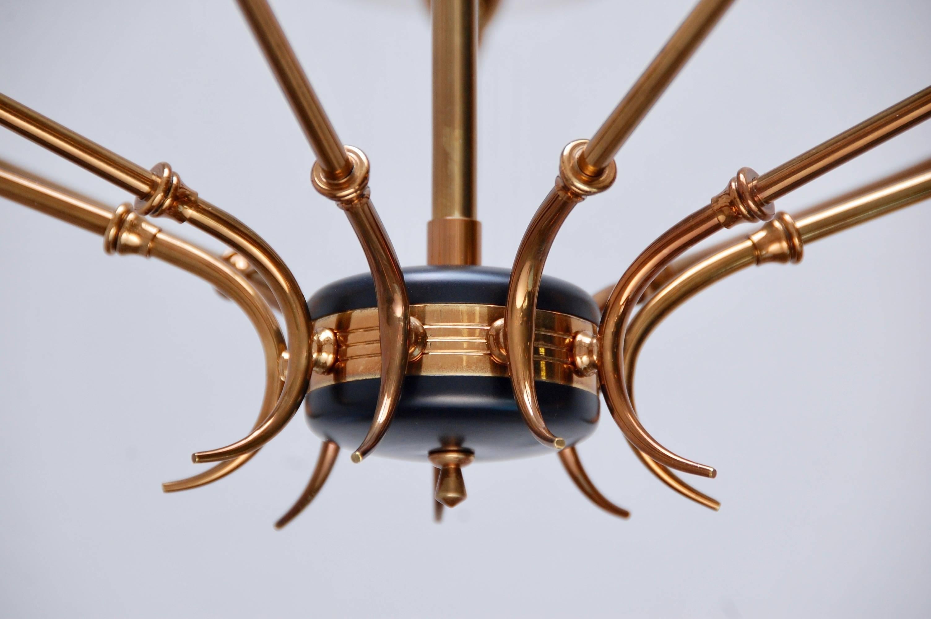 Brass Nine-Arm Italian Chandelier