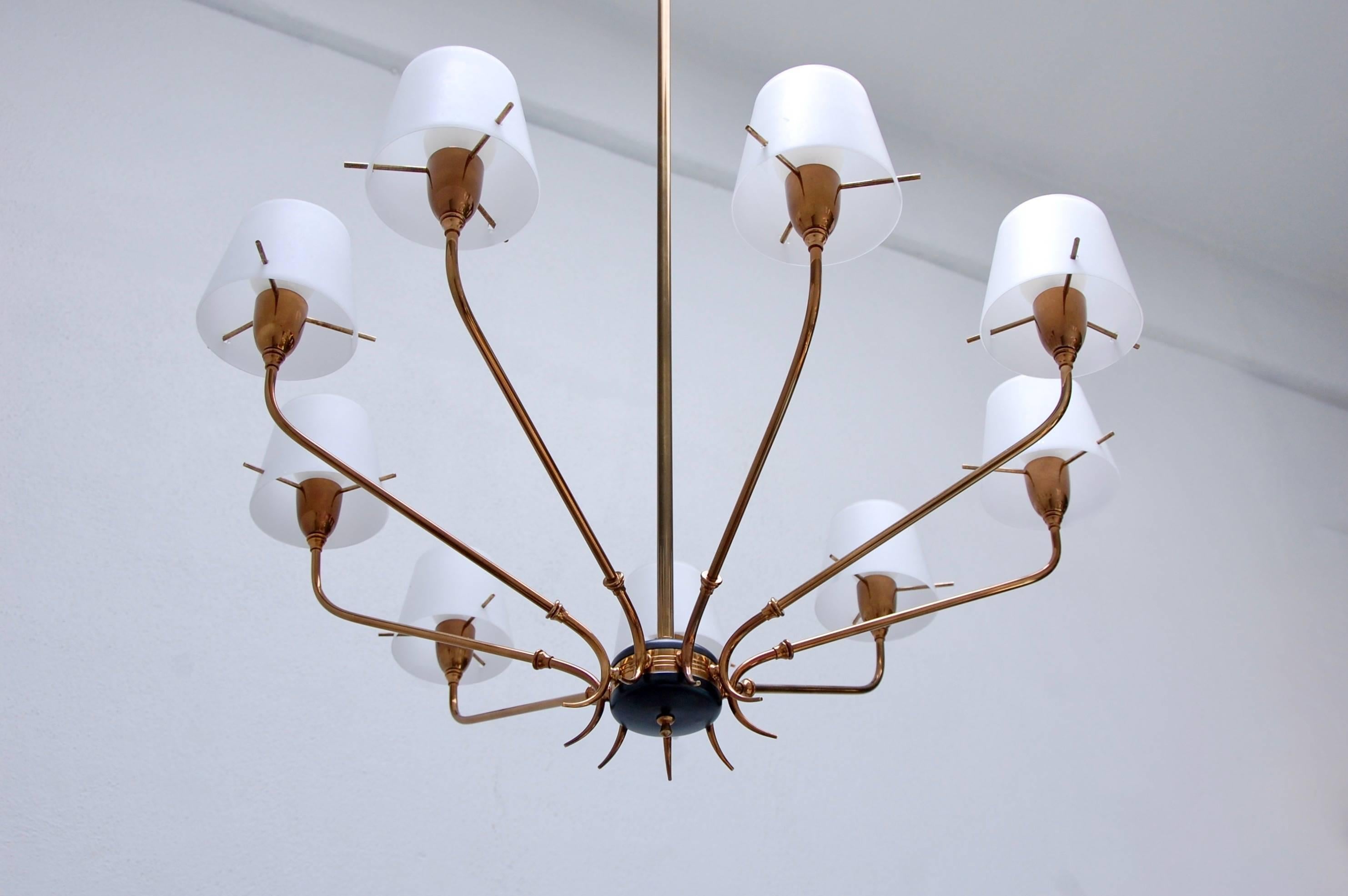 Lacquered Nine-Arm Italian Chandelier