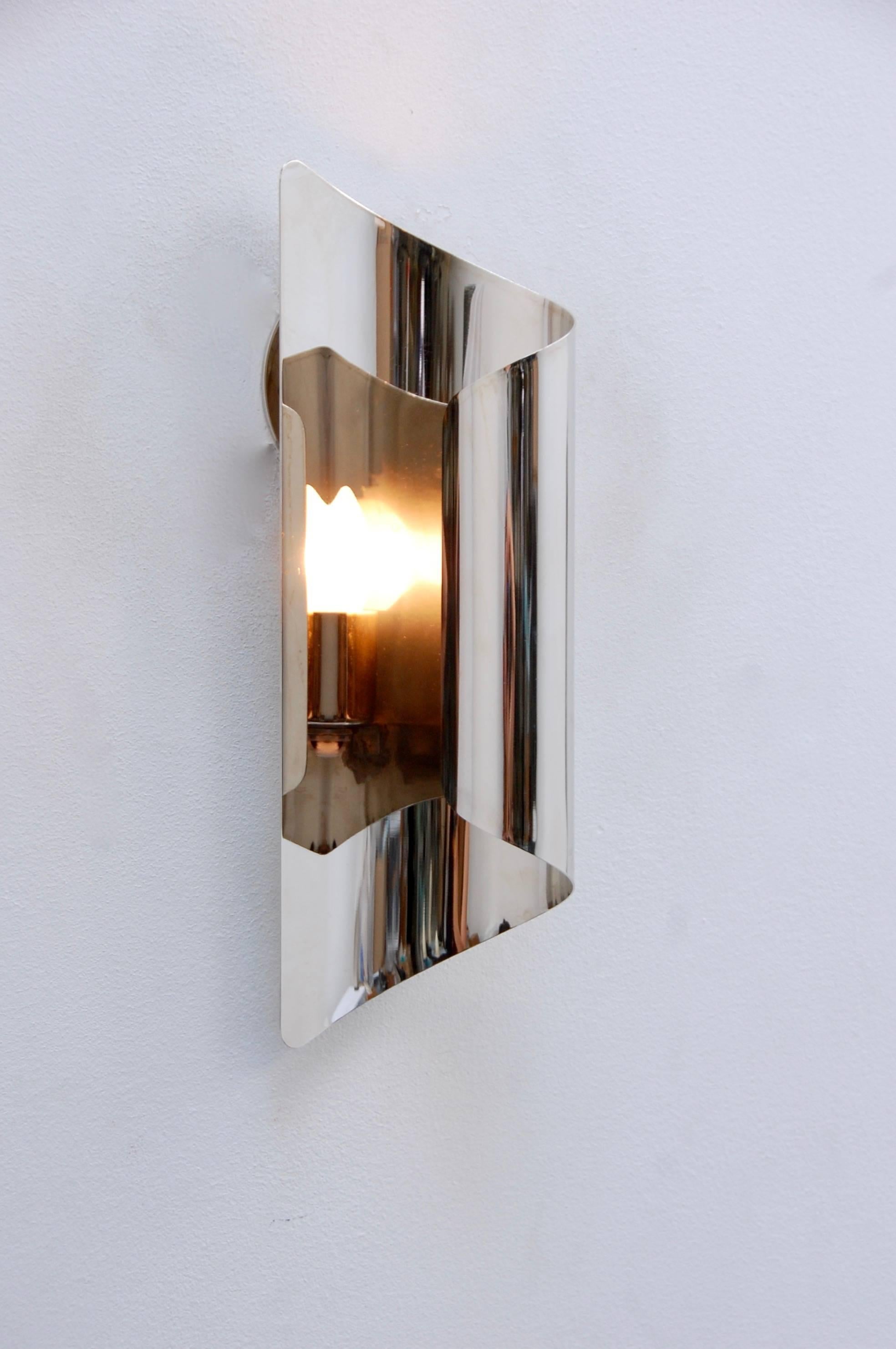 Plated Modernist French Nickel Sconces For Sale