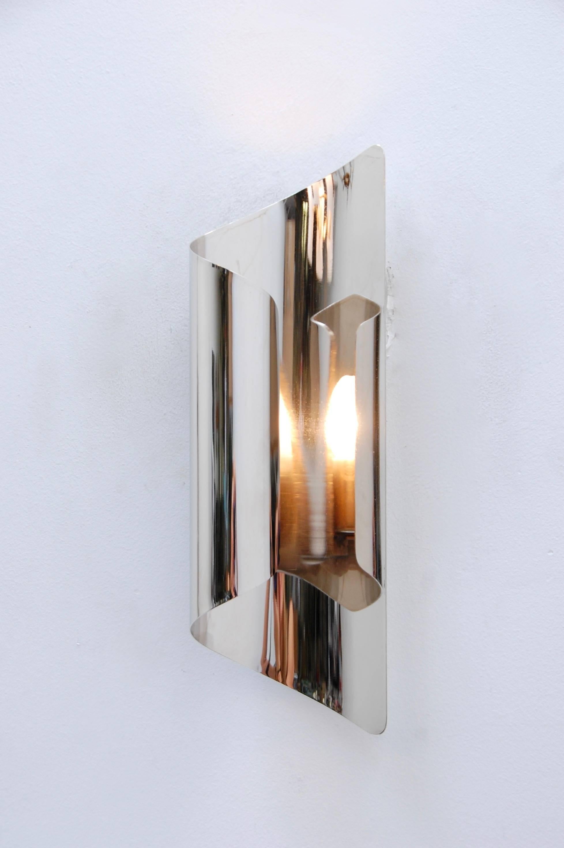Modernist French Nickel Sconces In Excellent Condition For Sale In Los Angeles, CA