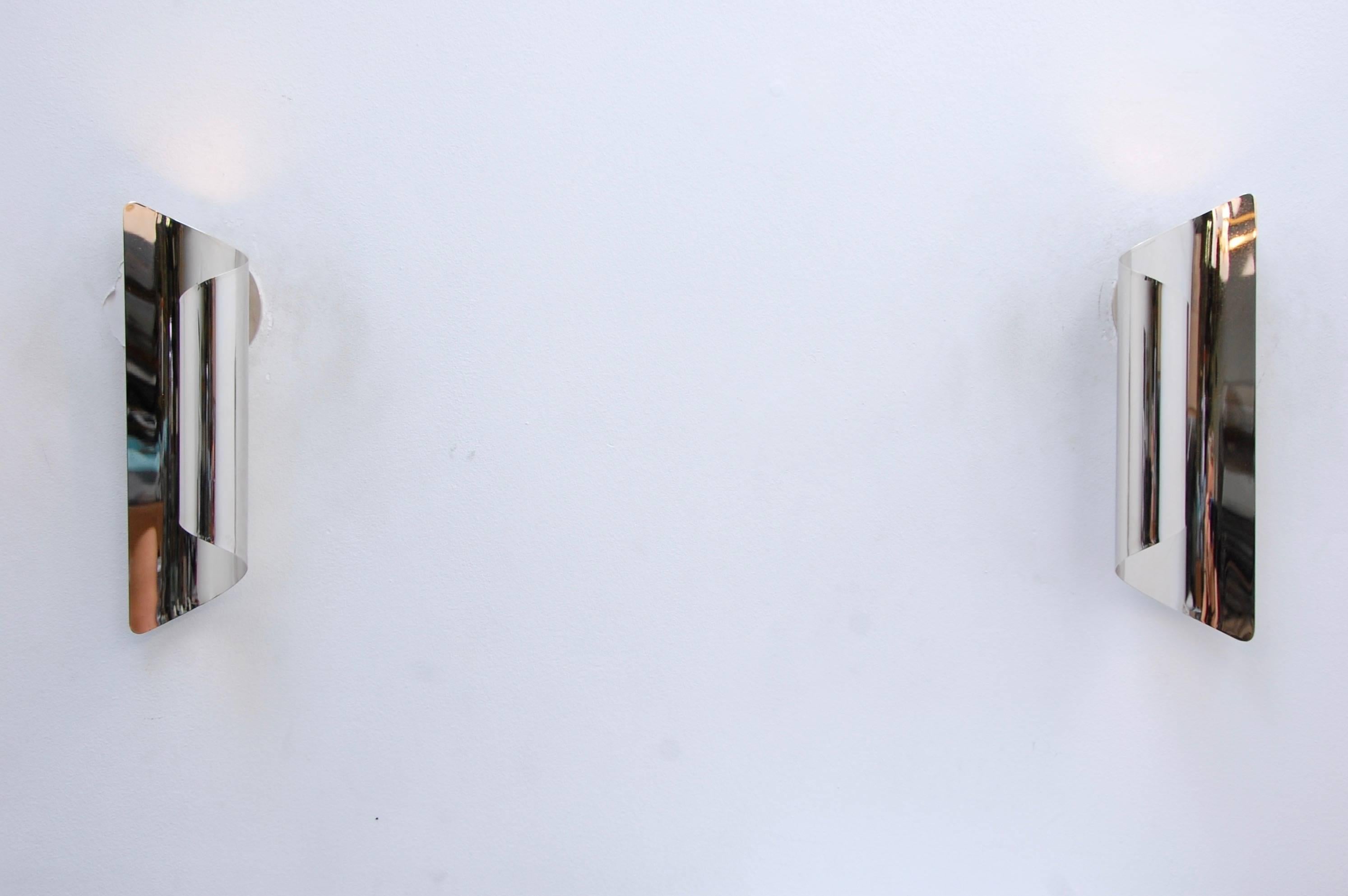 Modernist French Nickel Sconces For Sale 3