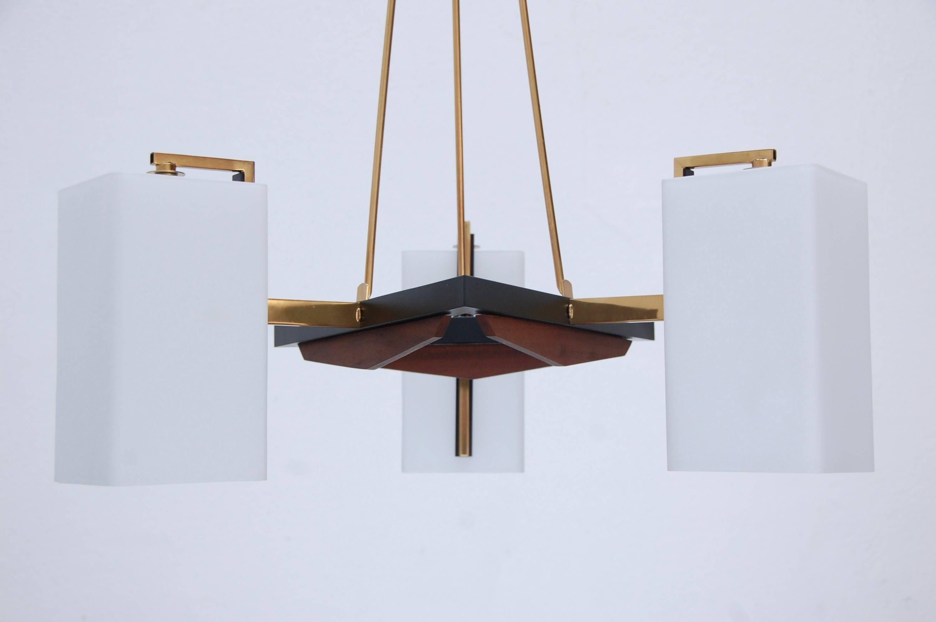 Mid-Century Modern 1950s Triangular Italian Chandelier