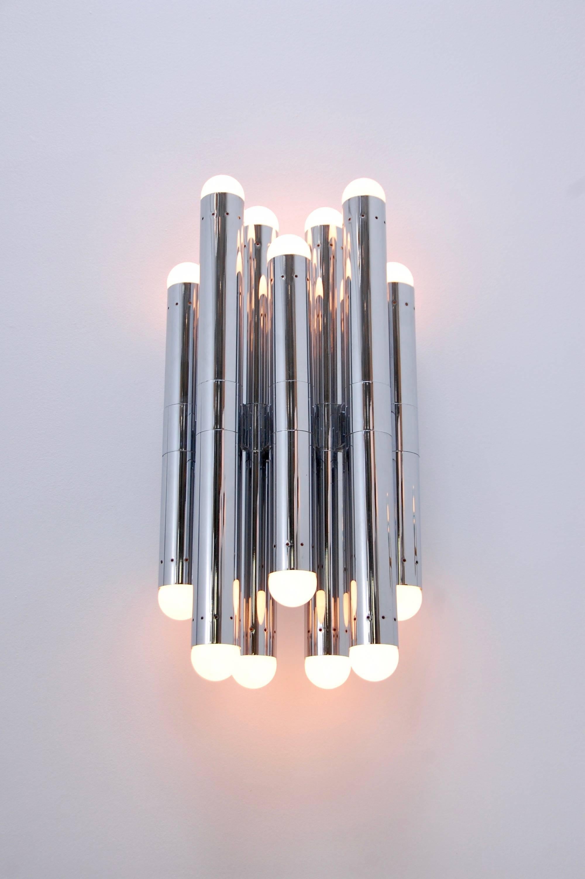 Chrome Extra Large Lamperti Tubular Sconce For Sale