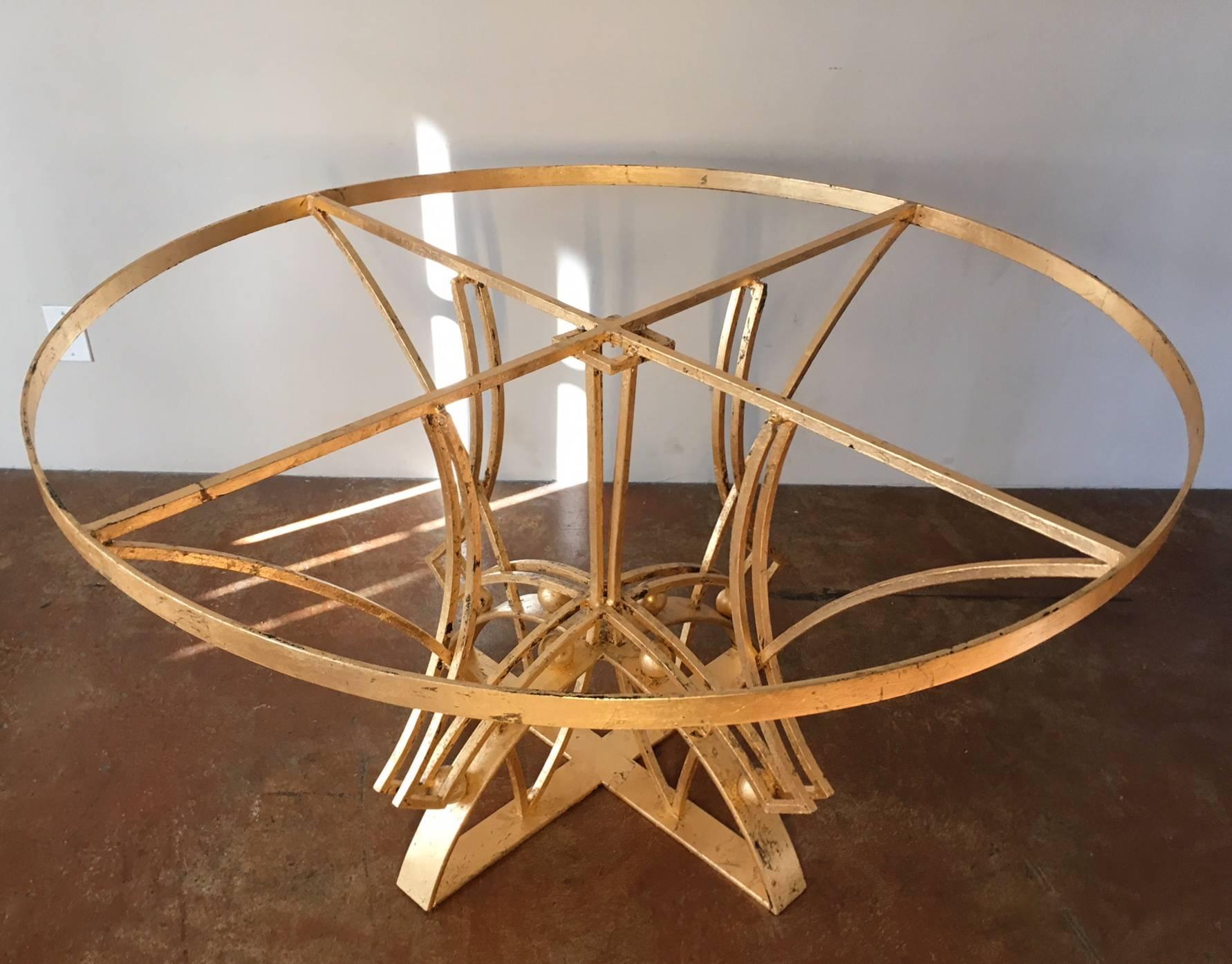 Mexican Stunning Arturo Pani Gilt Dining Table Base, Mexico City, 1950 For Sale