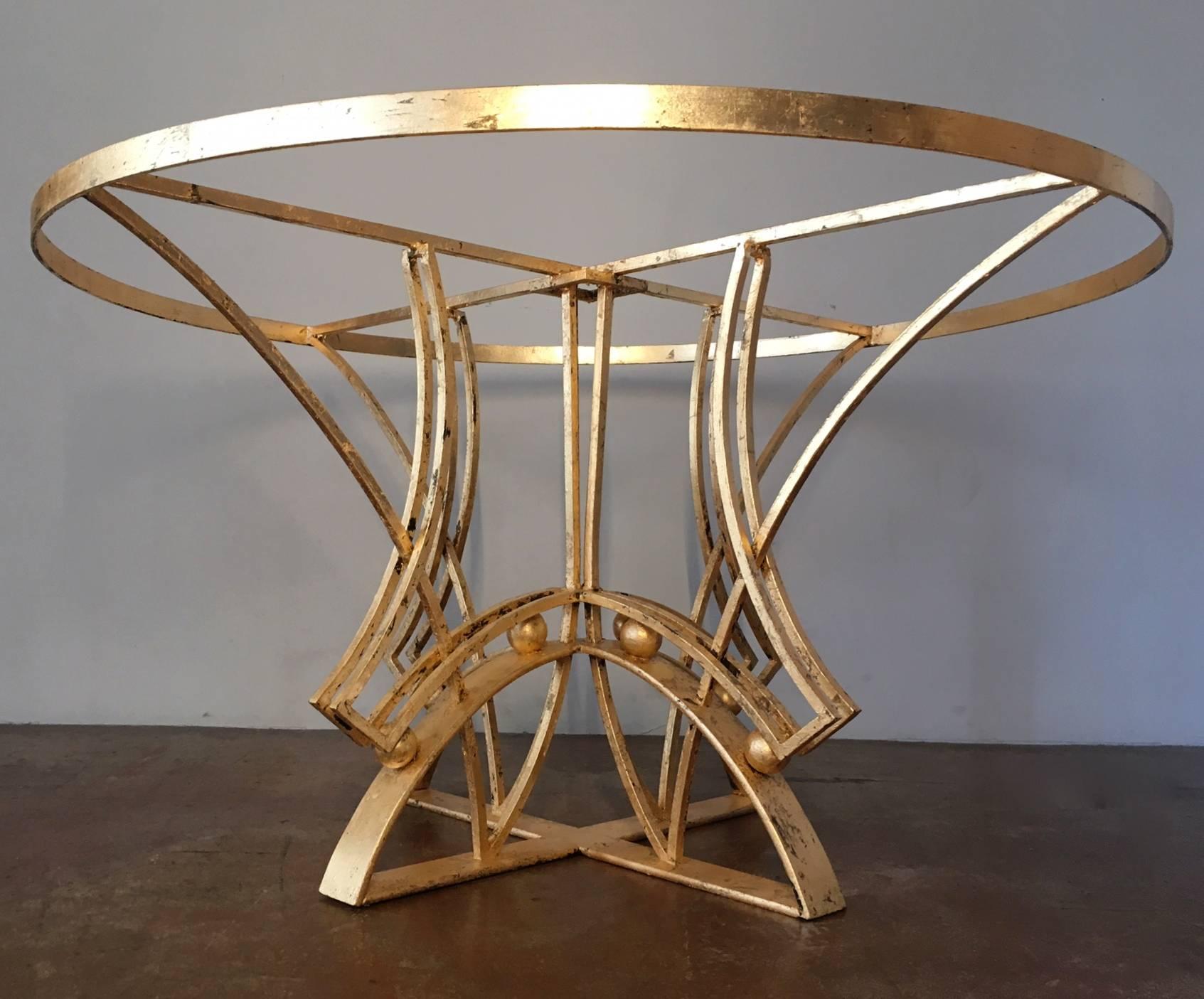 Stunning Arturo Pani Gilt Dining Table Base, Mexico City, 1950 In Good Condition For Sale In San Diego, CA