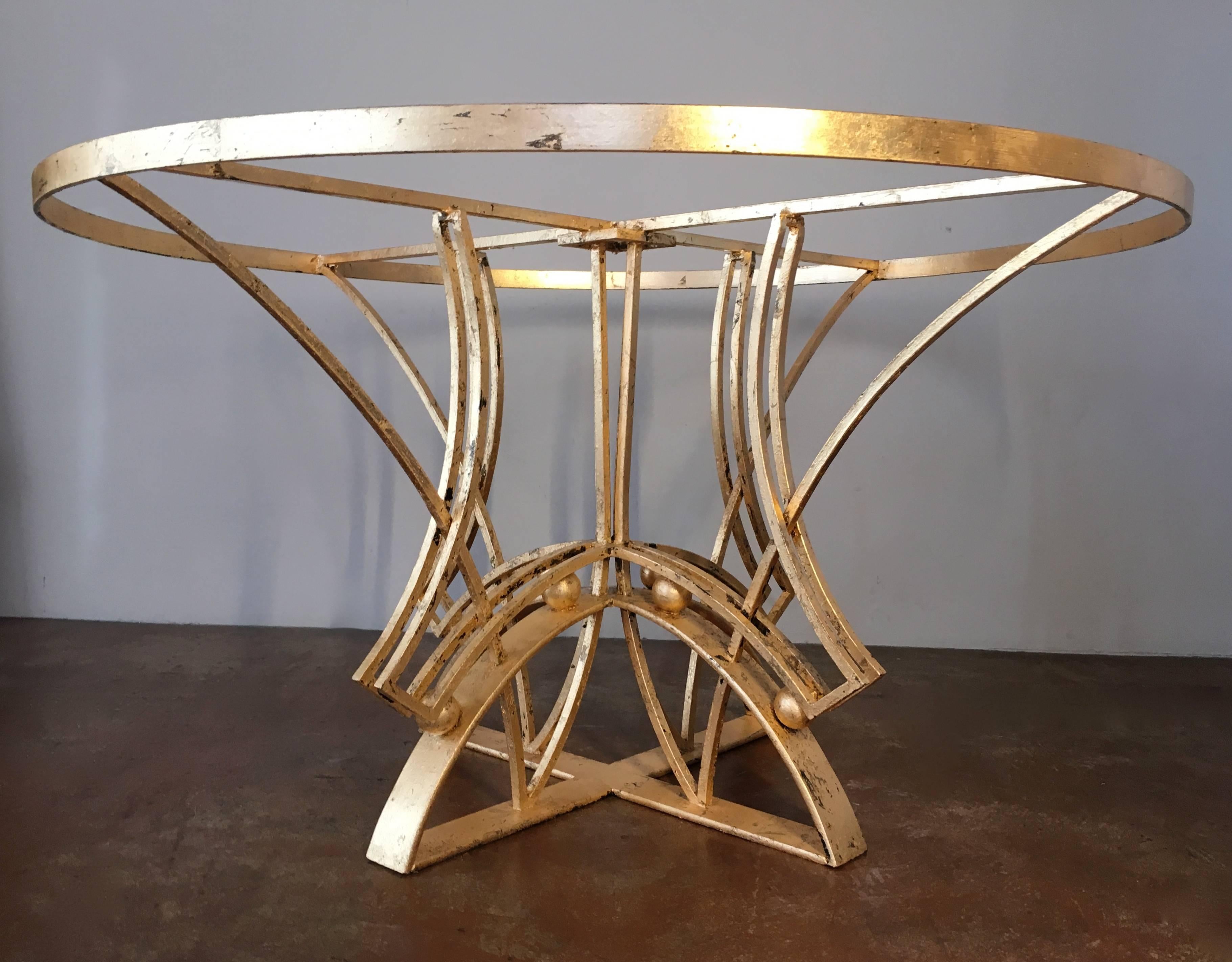 Wrought Iron Stunning Arturo Pani Gilt Dining Table Base, Mexico City, 1950 For Sale