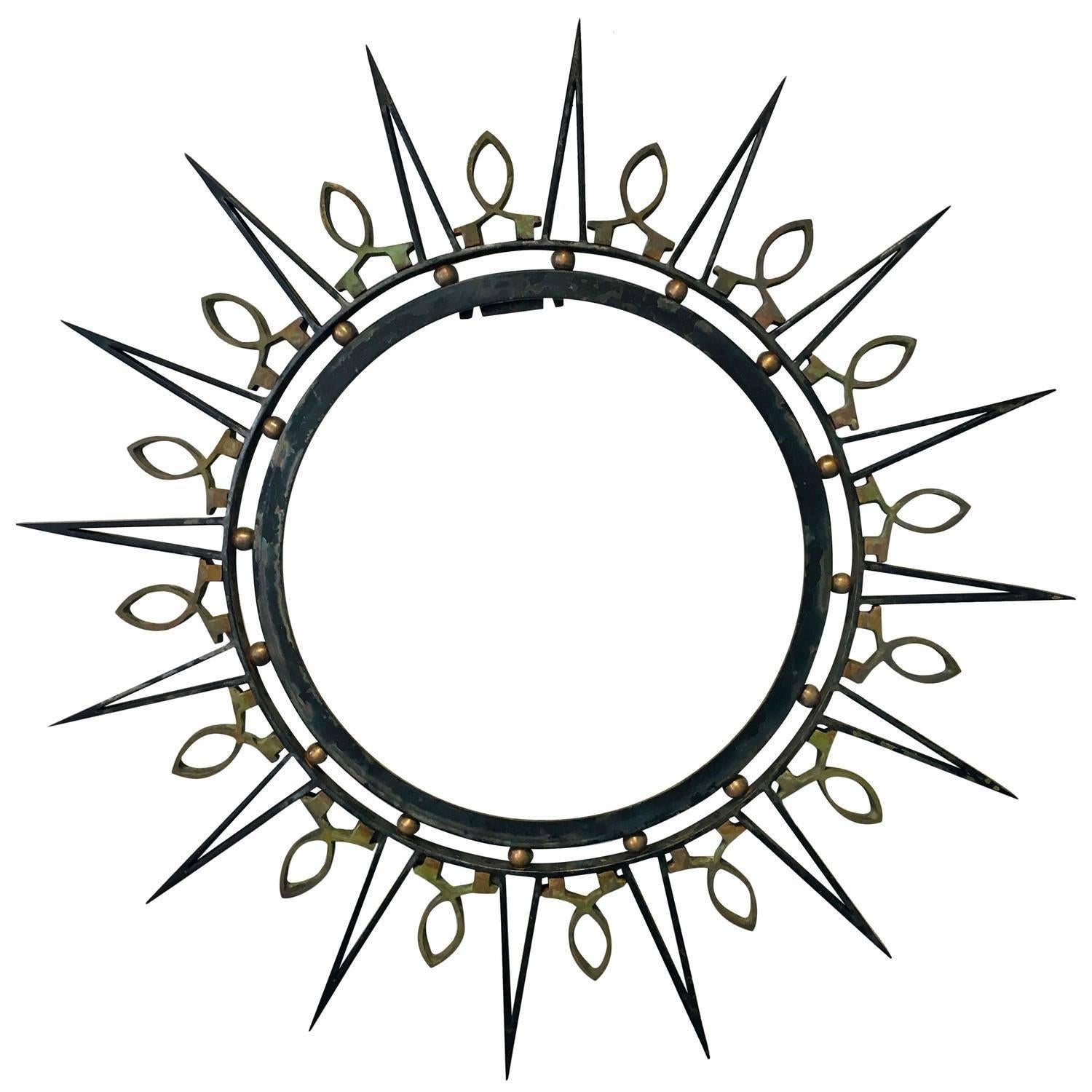 Exceptional 1950's Arturo Pani, Iron and Solid Brass Accents , Mirror For Sale 2