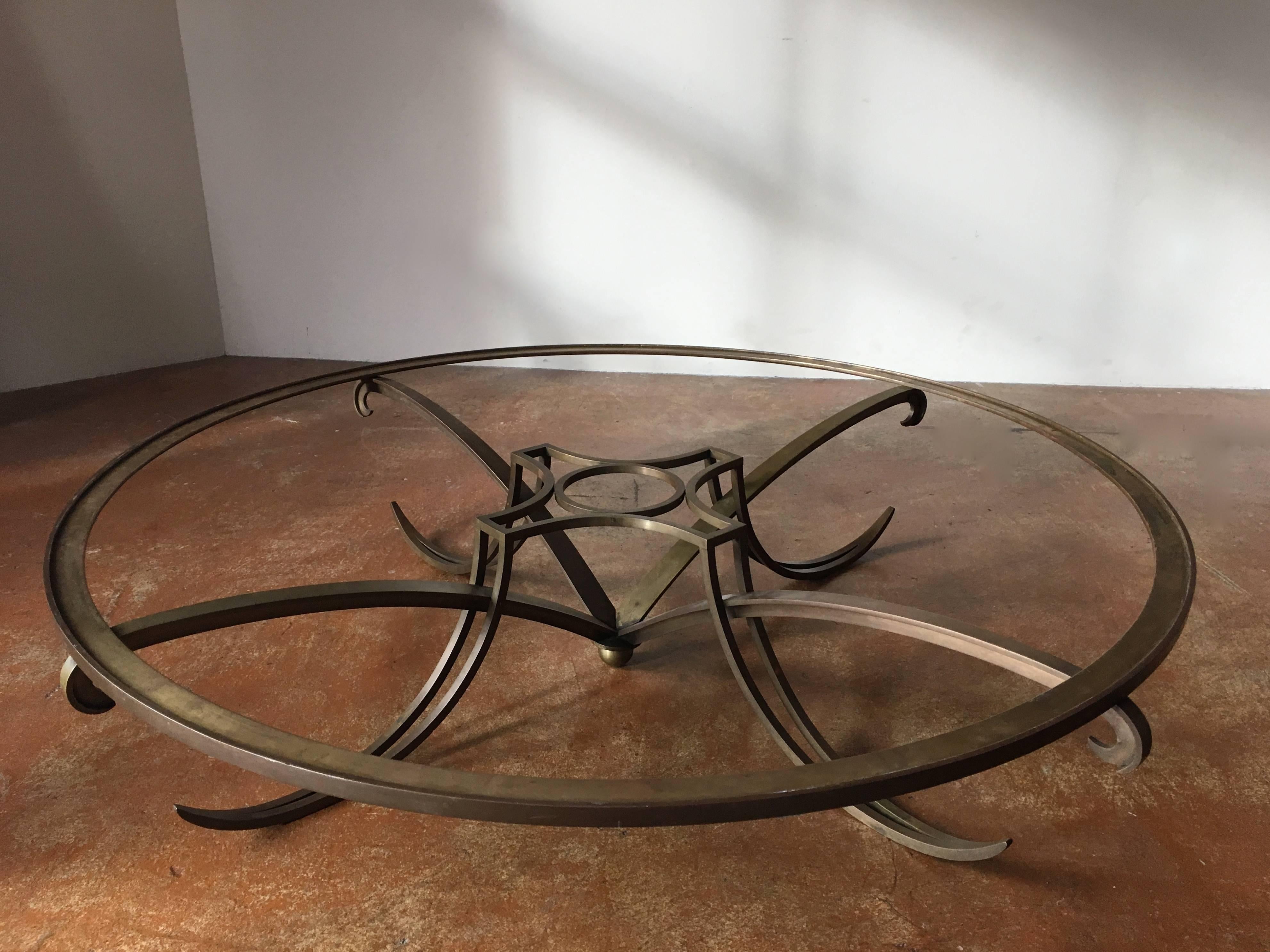 Mexican Stunning Arturo Pani, Solid Brass Sculptural Coffee Table, Mexico City, 1950