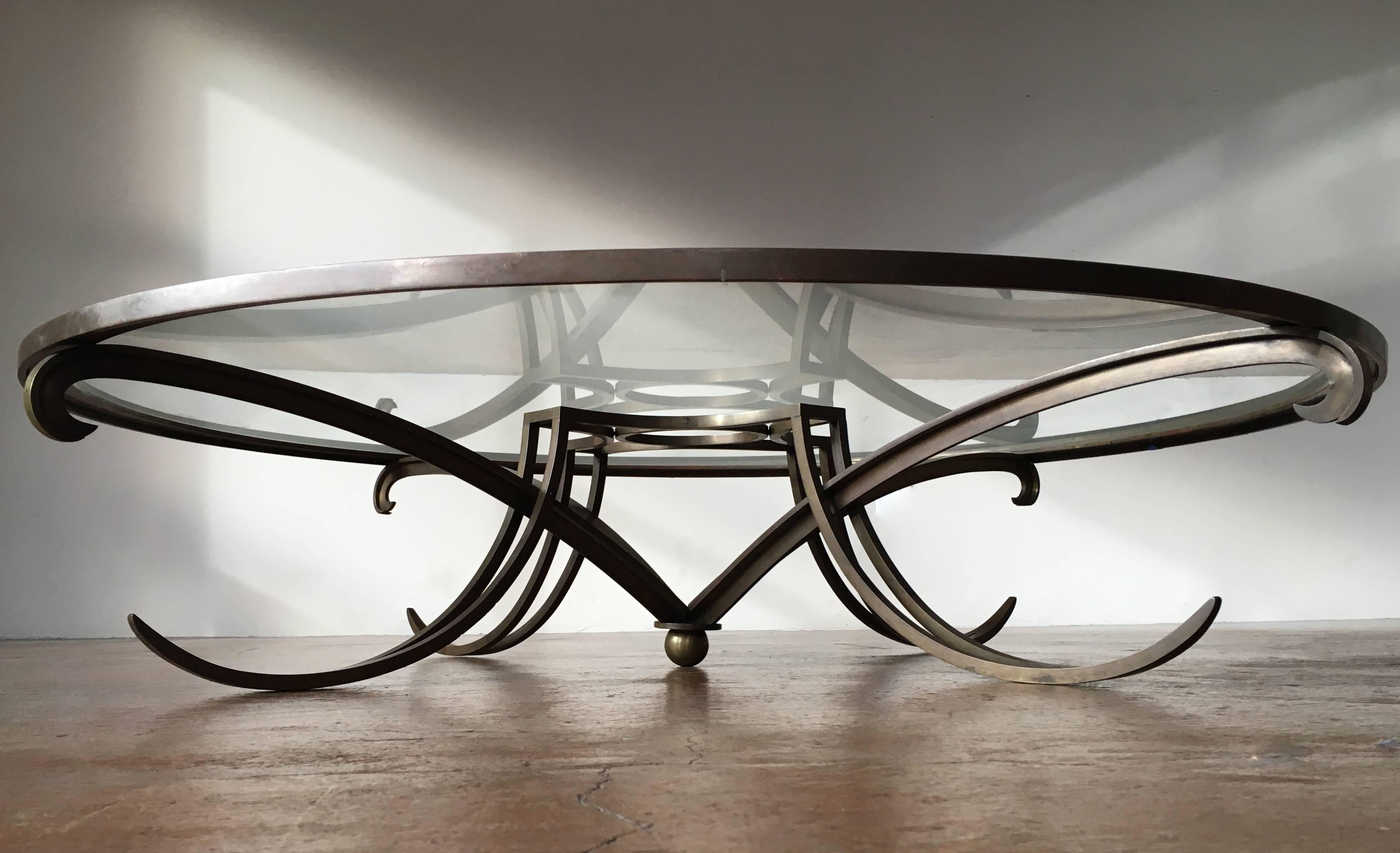 Stunning and rare solid brass or bronze, sculptural coffee table,
by Arturo Pani, Mexico City, circa 1950.

