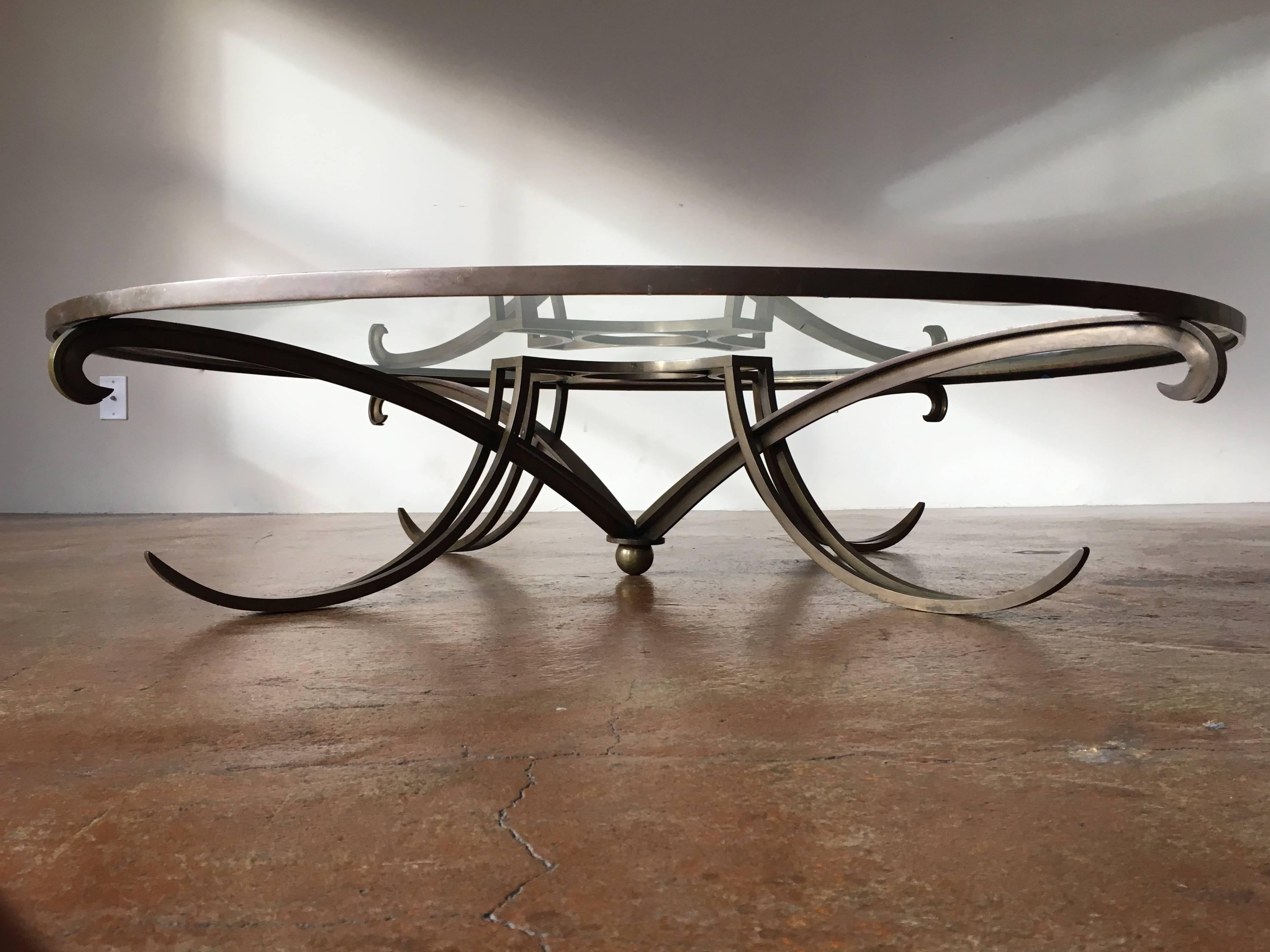 Mid-20th Century Stunning Arturo Pani, Solid Brass Sculptural Coffee Table, Mexico City, 1950