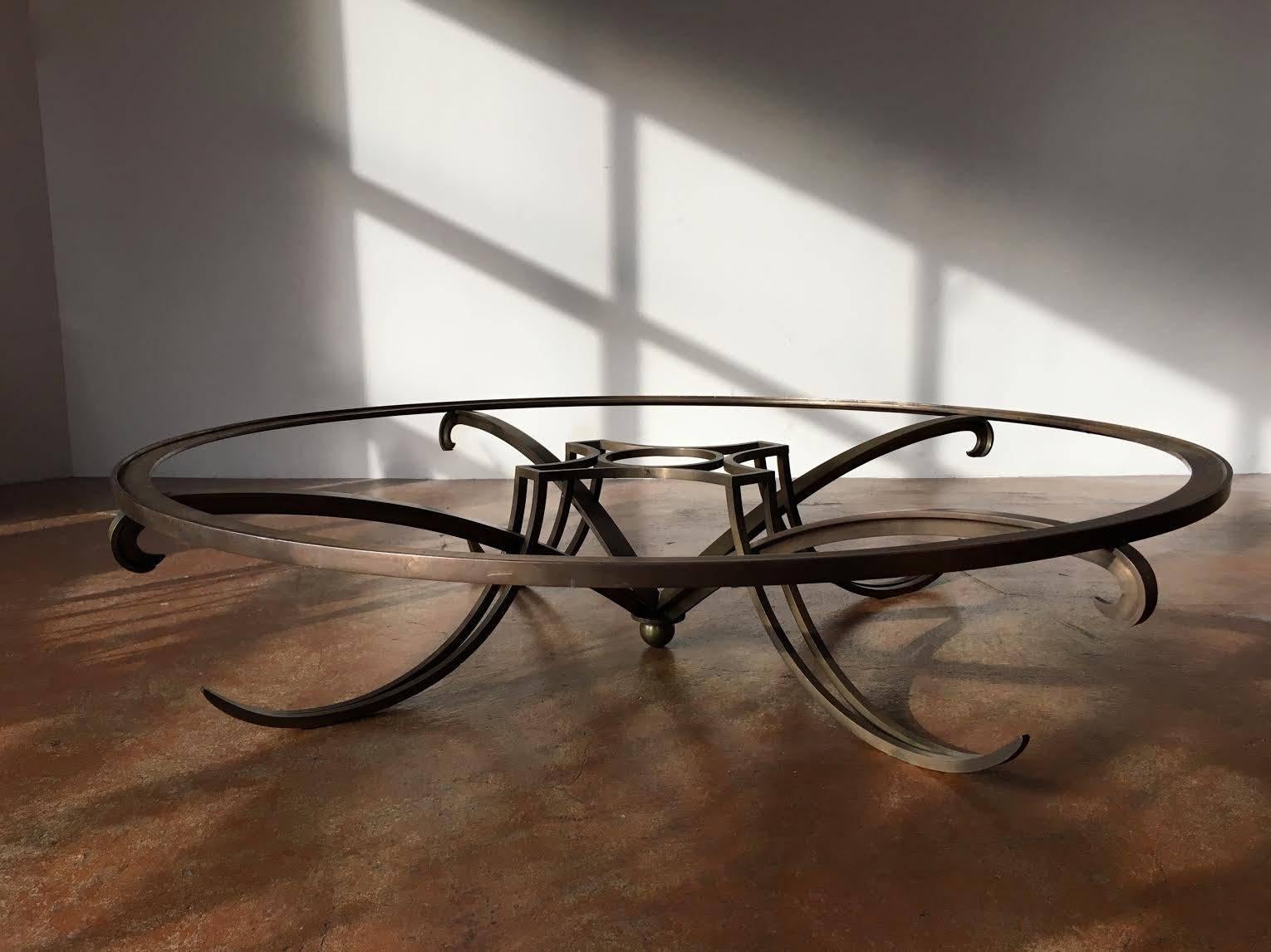 Bronze Stunning Arturo Pani, Solid Brass Sculptural Coffee Table, Mexico City, 1950