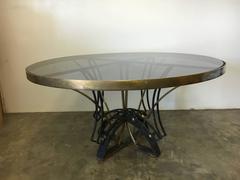 Superb Iron and Brass Round Dining Table by Arturo Pani, Mexico City circa 1950s