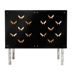 Pair of Lacobel Glass Commodes