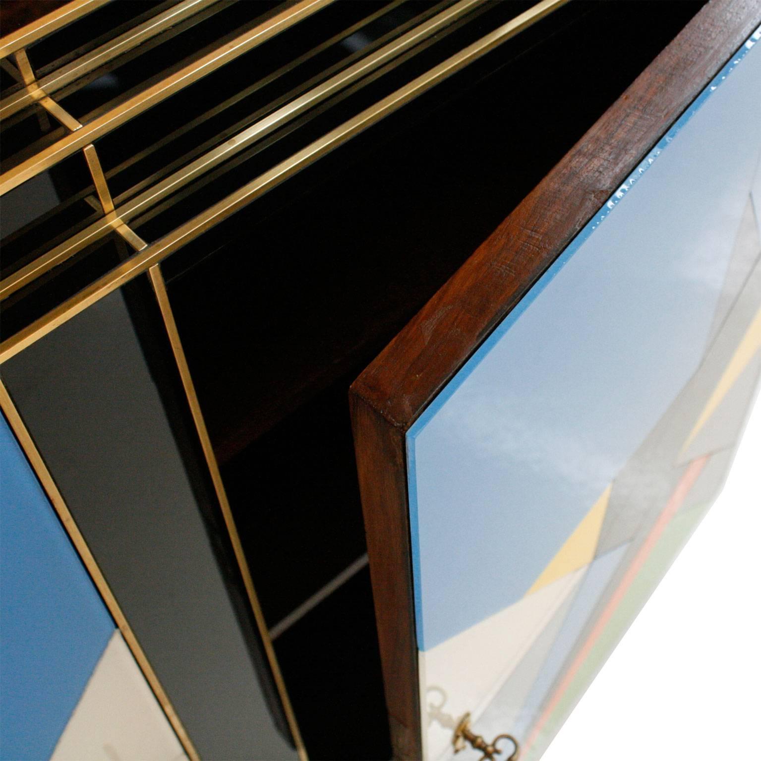Brass Murano Glass Sideboard