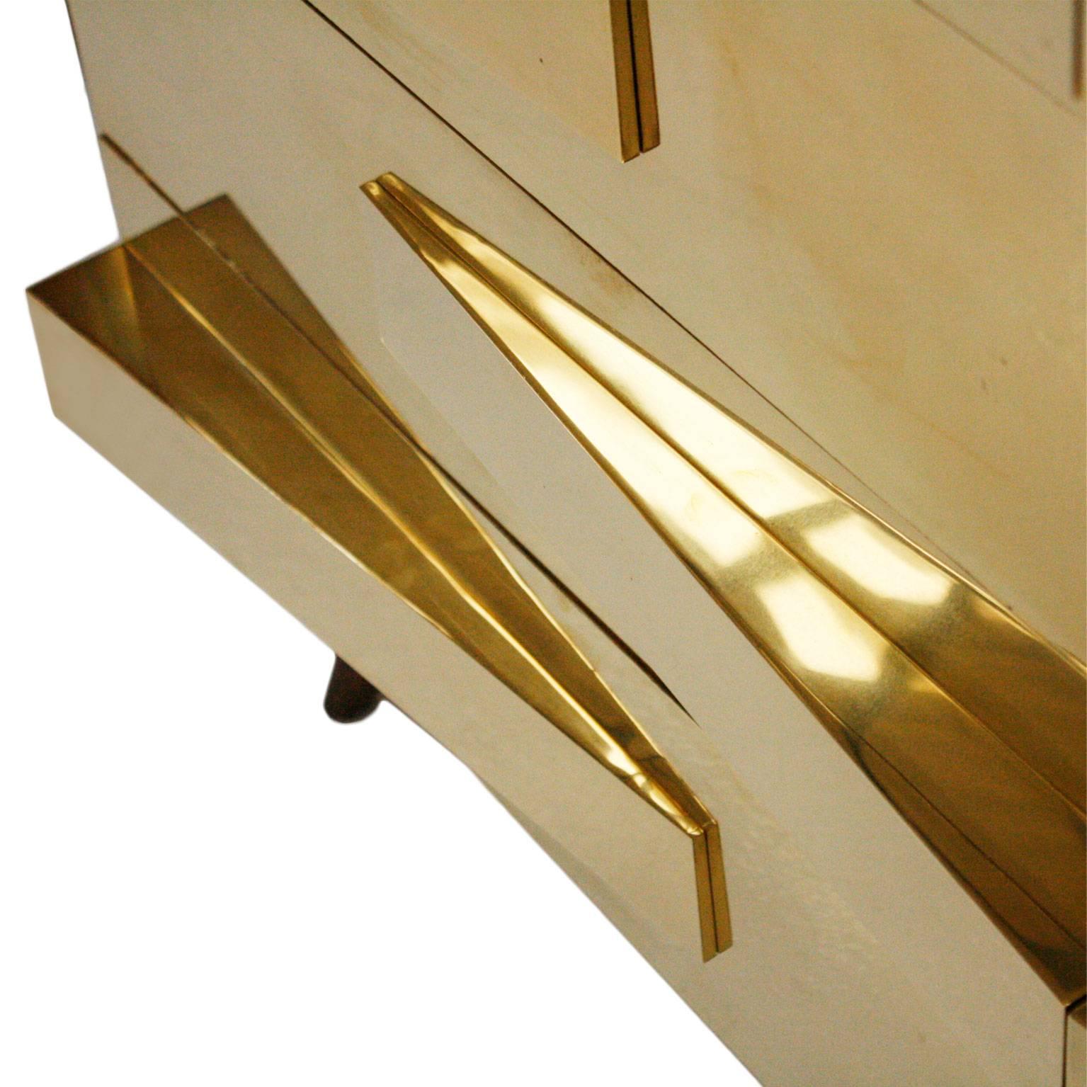 Pair of Brass Commodes in Gio Ponti Style 1