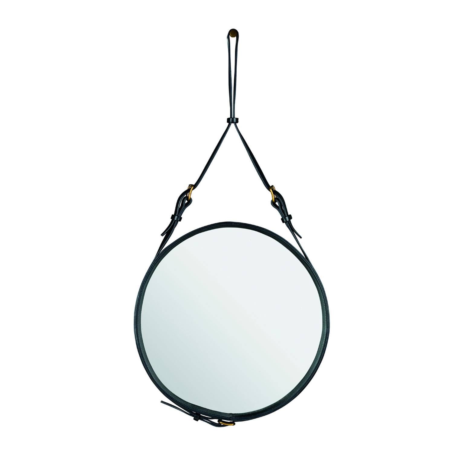 Jacques Adnet Round Wall Mirror for Hermès