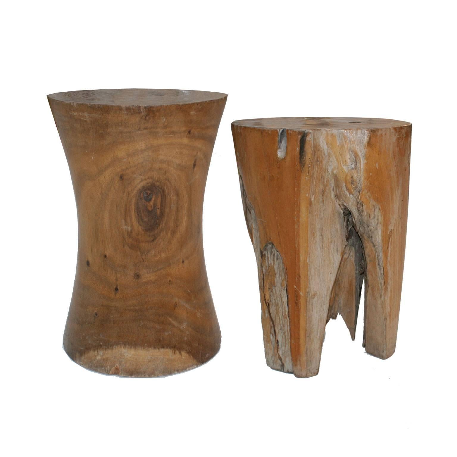 Pair of Side Tables Made in Fossil Wood