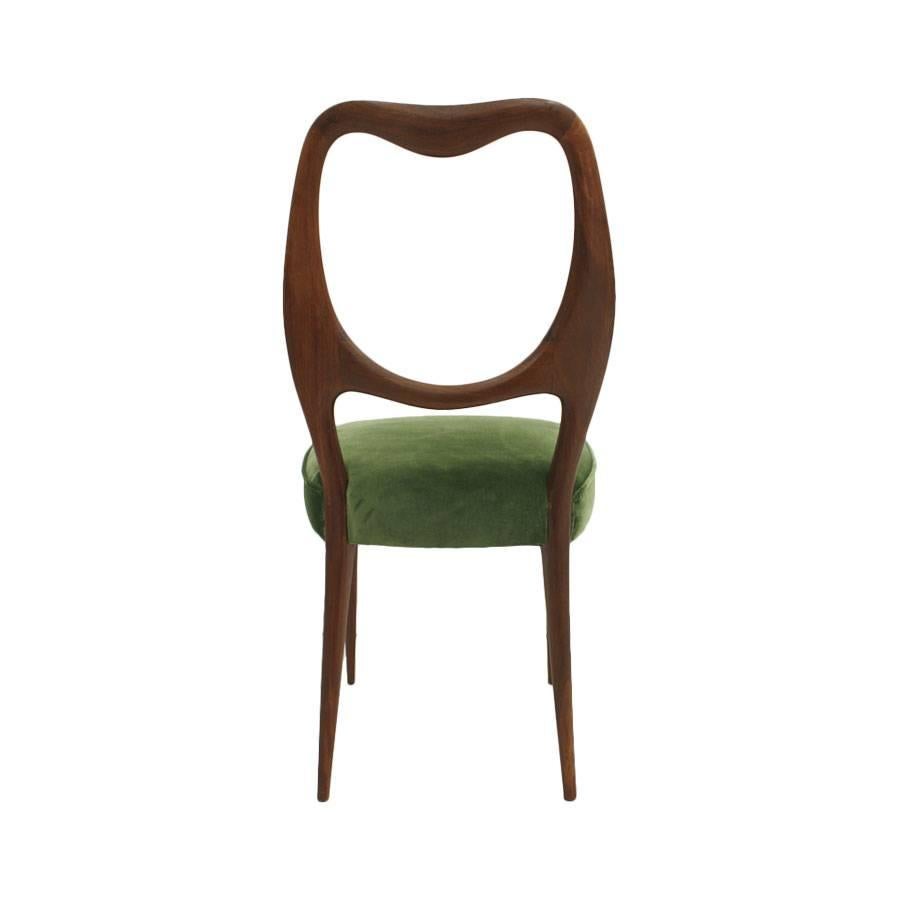 Velvet Set of Eight Chairs Designed by Vittorio Dassi