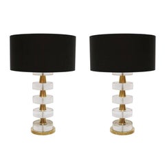 Mid-Century Modern Style Pair of Sculptural Murano Glass Italian Table Lamps Mid-Century Modern Style Pair of Sculptural Murano Glass Italian Table Lamps