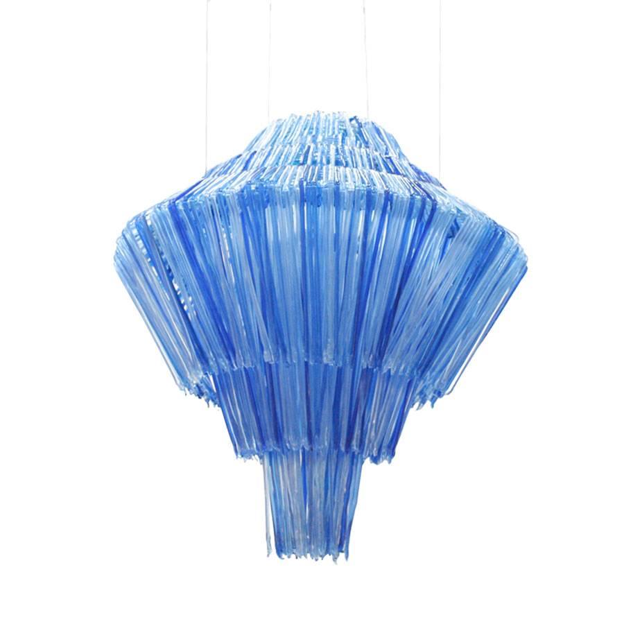 Suspension lamp designed by Jacopo Foggini model Brilli B, made in methacrylate cast in different shades of blue.