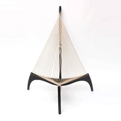 Jørgen Høvelskov Rope and Black Lacquered Wood "Harp" Chair, Denmark, 1960