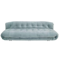 Tobia Scarpa Mid-Century Modern Blue Cotton Velvet "Soriana" Italian Sofa