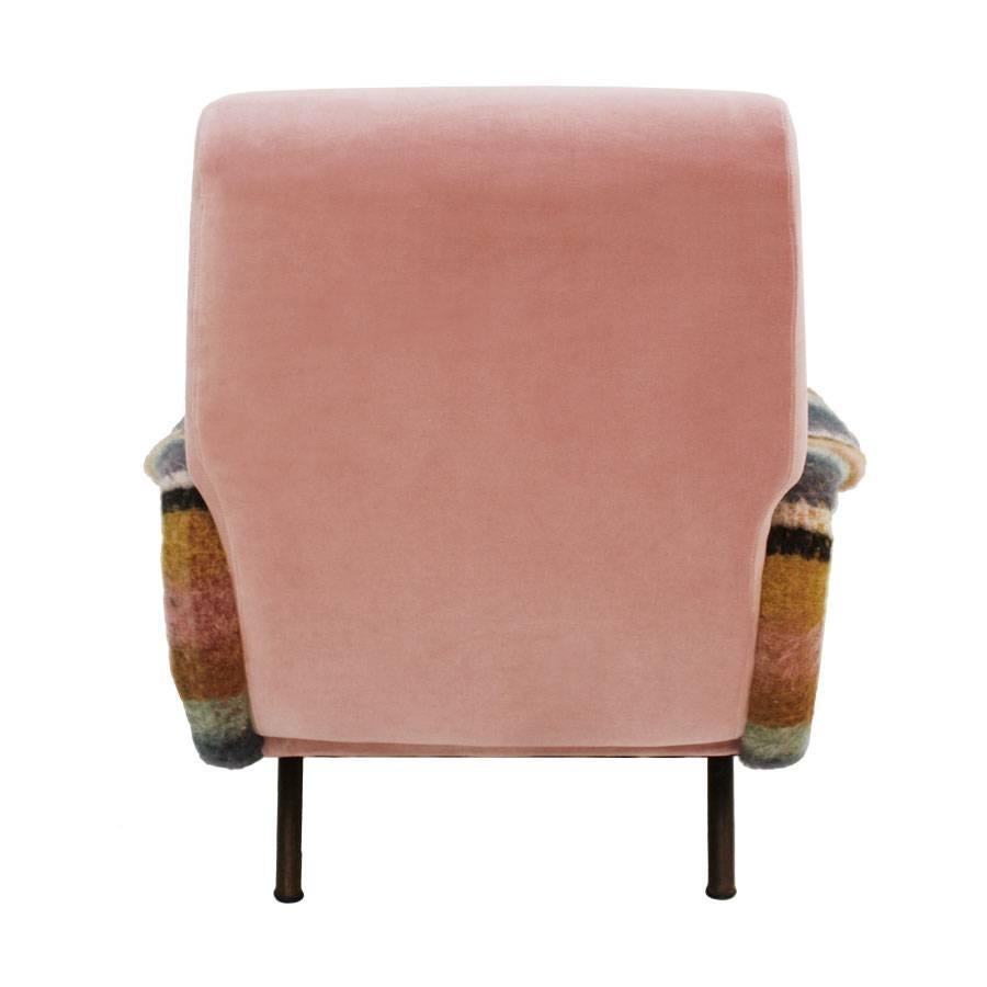 Marco Zanuso Pink Velvet and Wool Fabric 