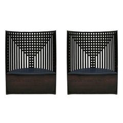 Charles Rennie Mackintosh Pair of Black Ashwood "Willow" Italian Armchairs