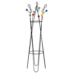 Roger Feraud Mid-Century Modern Colored Wood and Iron French Coat Rack, 1950s
