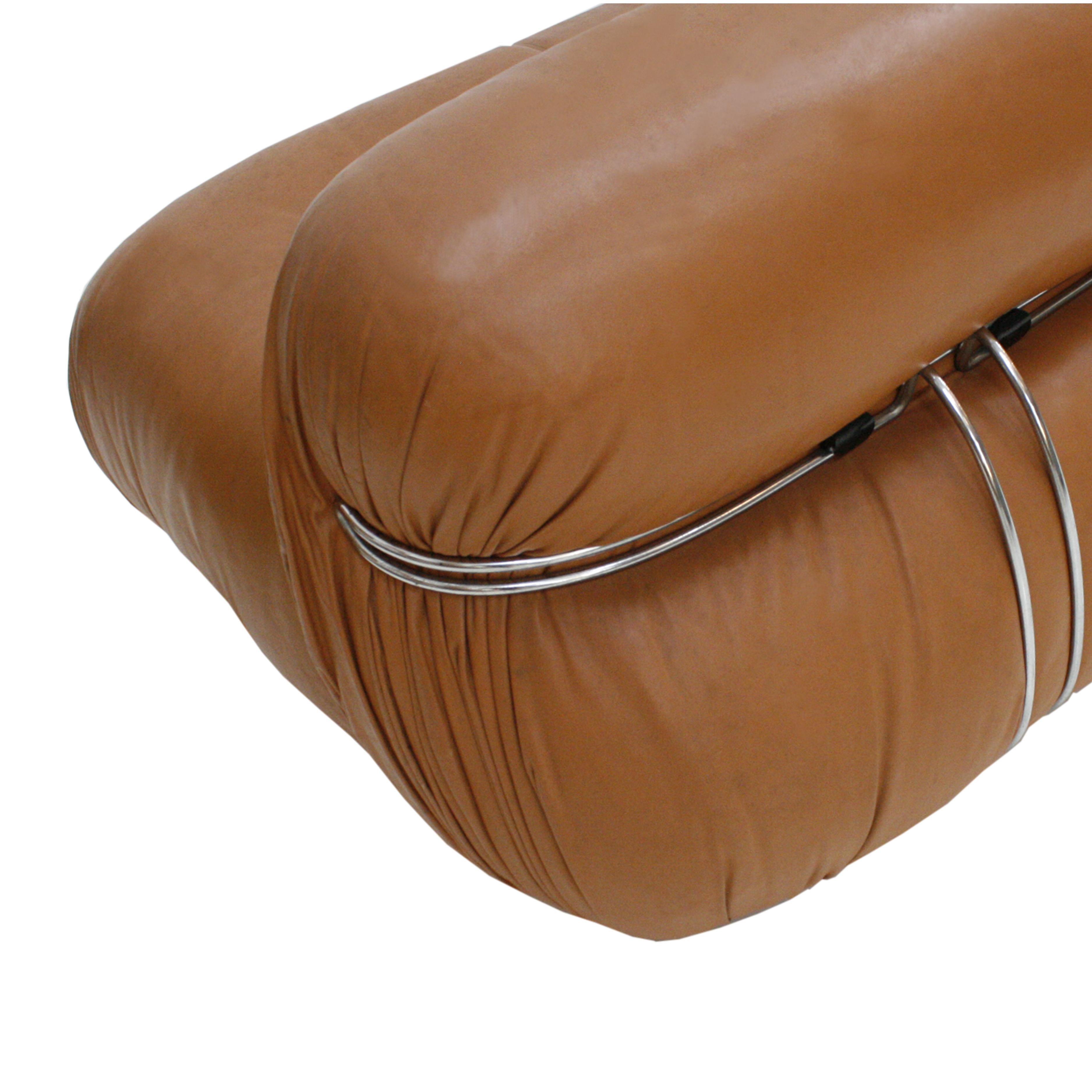 Tobia Scarpa Brown Leather 'Soriana' Edited By Cassina Italian Sofa 1