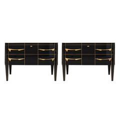 Pair of Murano and Brass commodes.