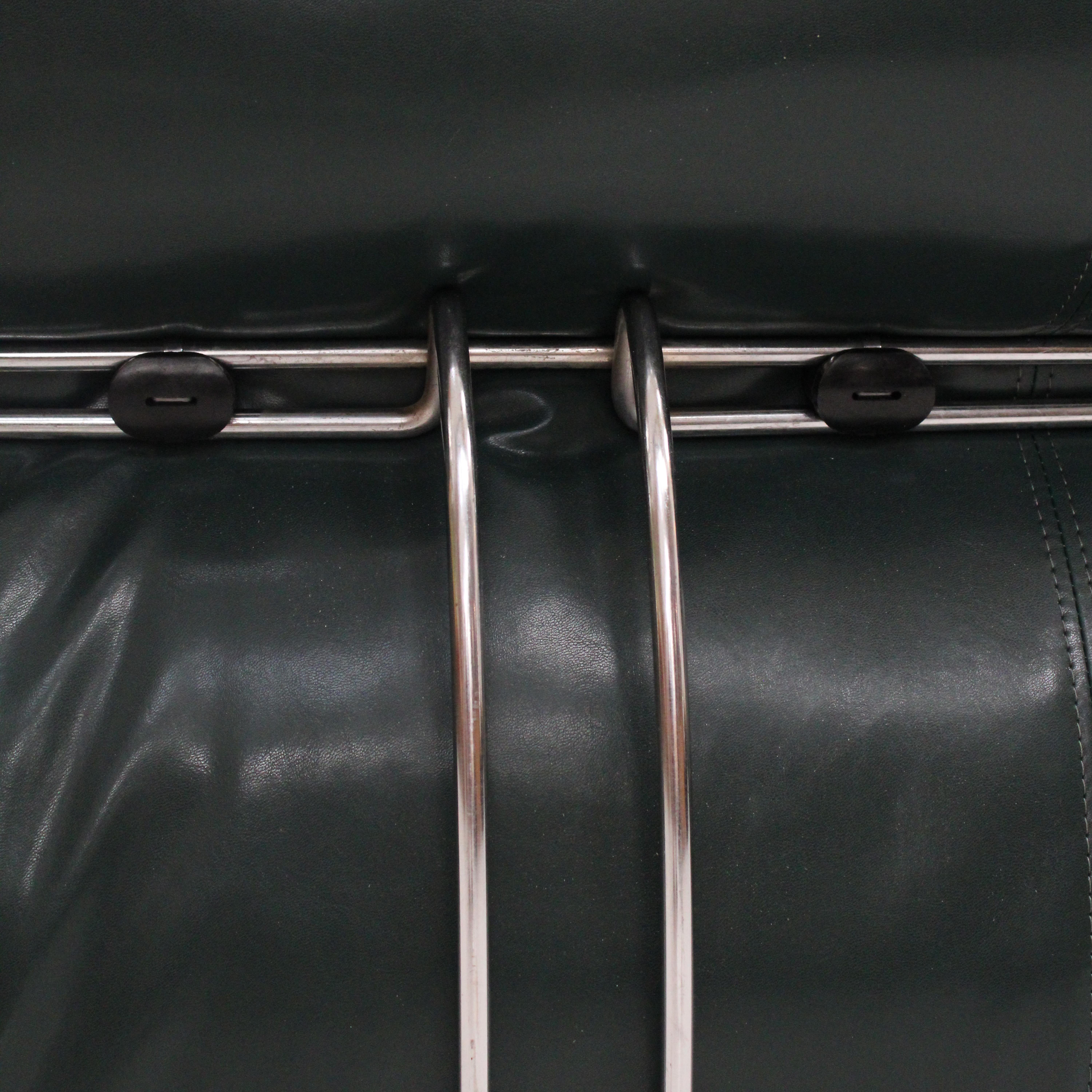 Canapé Soriana de Tobia Scarpa pour Cassina, Italie, années 1960, cuir vert et acier en vente 2
