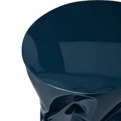 Contemporary Sculptural Blue Lacquered Metal Side Table