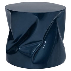 Contemporary Sculptural Blue Lacquered Metal Side Table