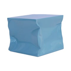 Contemporary Sculptural Light Blue Lacquered Metal Side Table