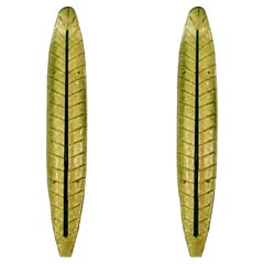 Pair of Green Murano Glass Leaf Wall Sconces, Italy 1990s
